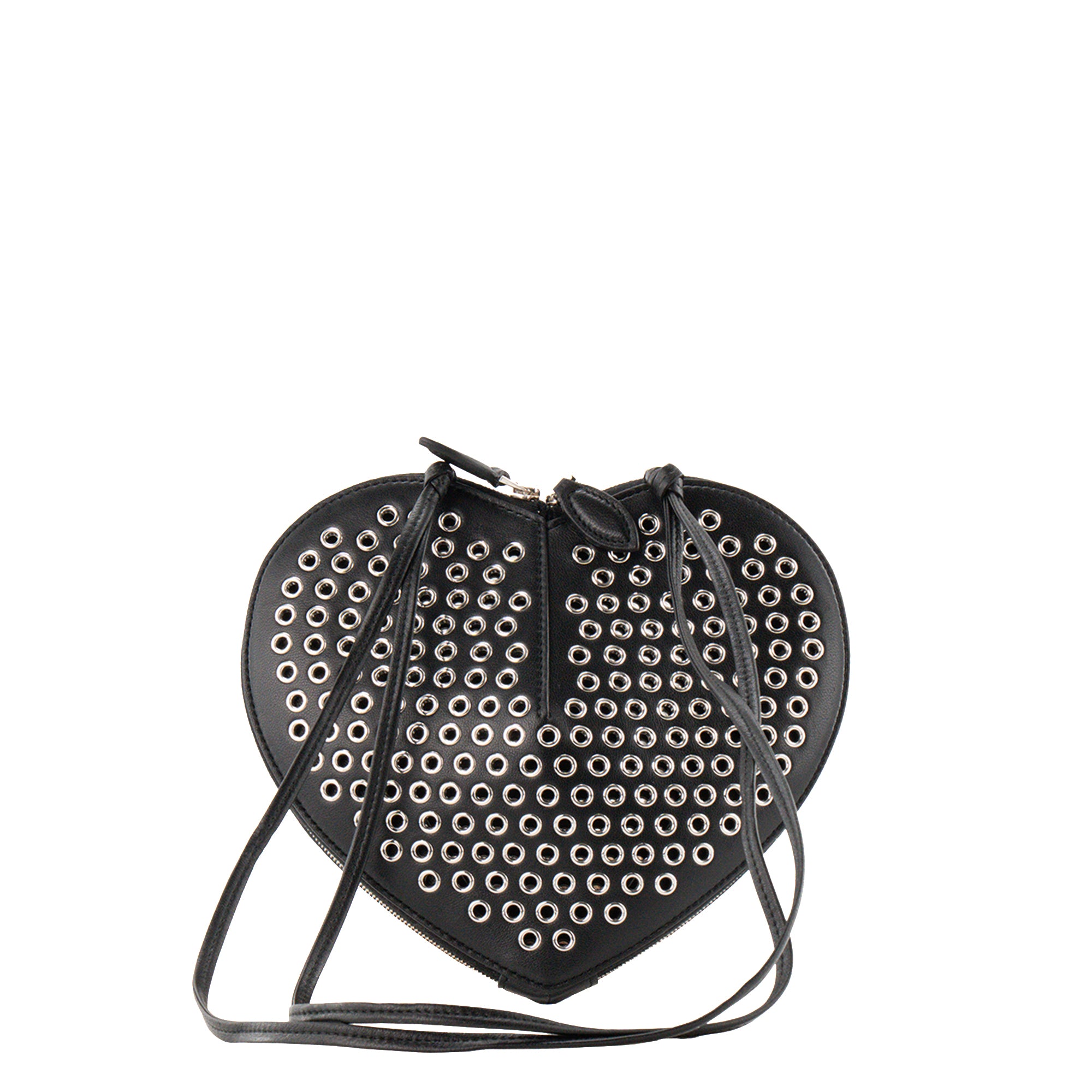 ALAÏA - Sac à bandoulière Le Coeur Alaïa en cuir lisse noir et oeillets argentés
