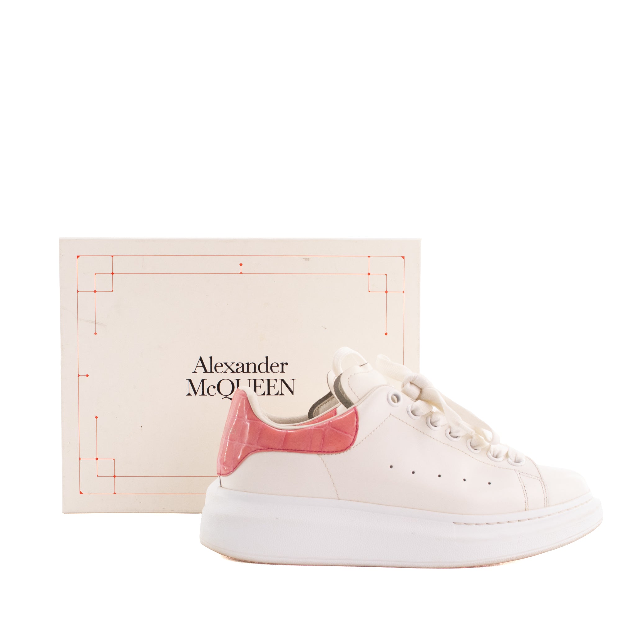 ALEXANDER MCQUEEN - Oversize Alexander Mcqueen sneakers in white and pink leather (T38)