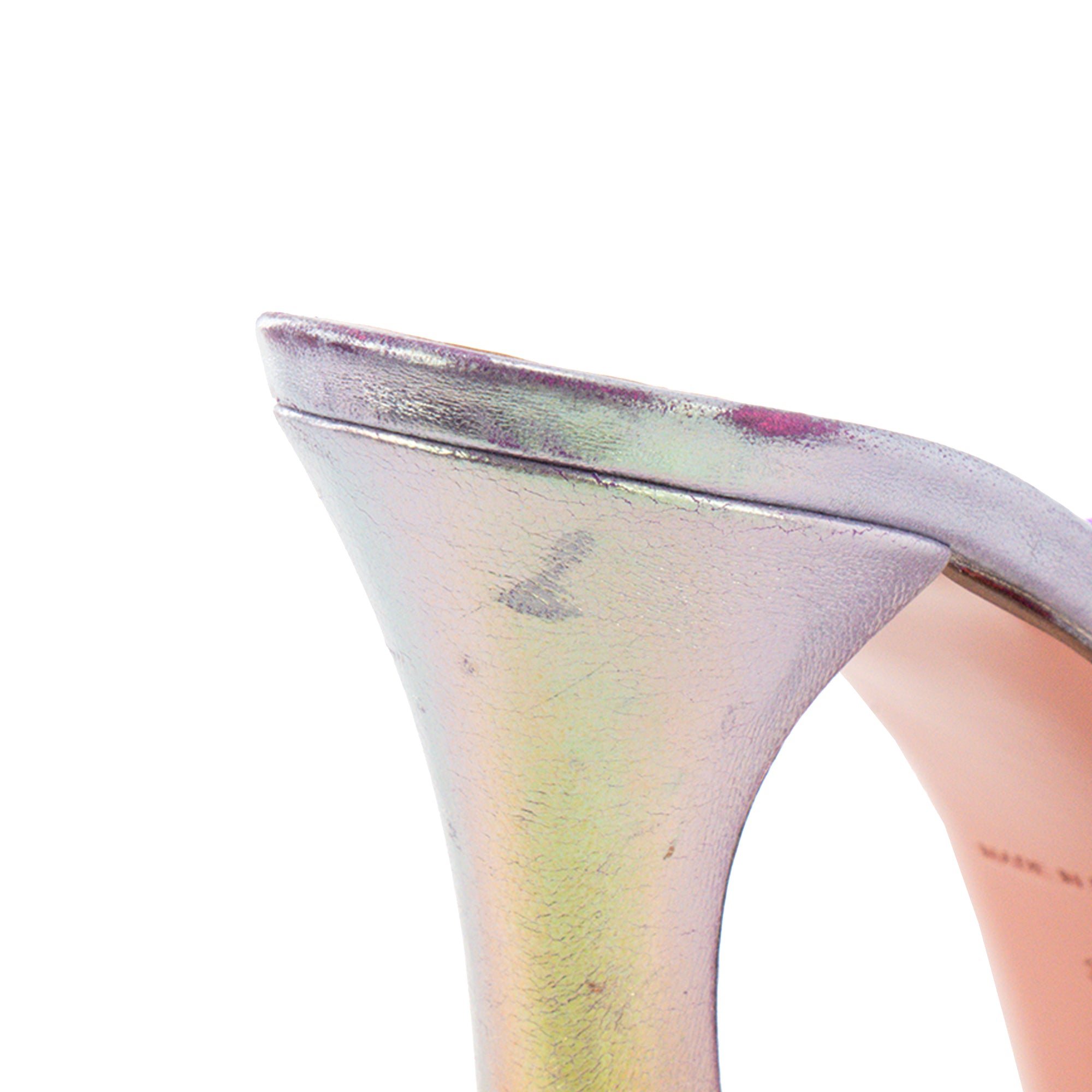 AMINA MUADDI - Mules à plateforme Dalida Amina Muaddi en cuir métallisé iridescent violet (T39)