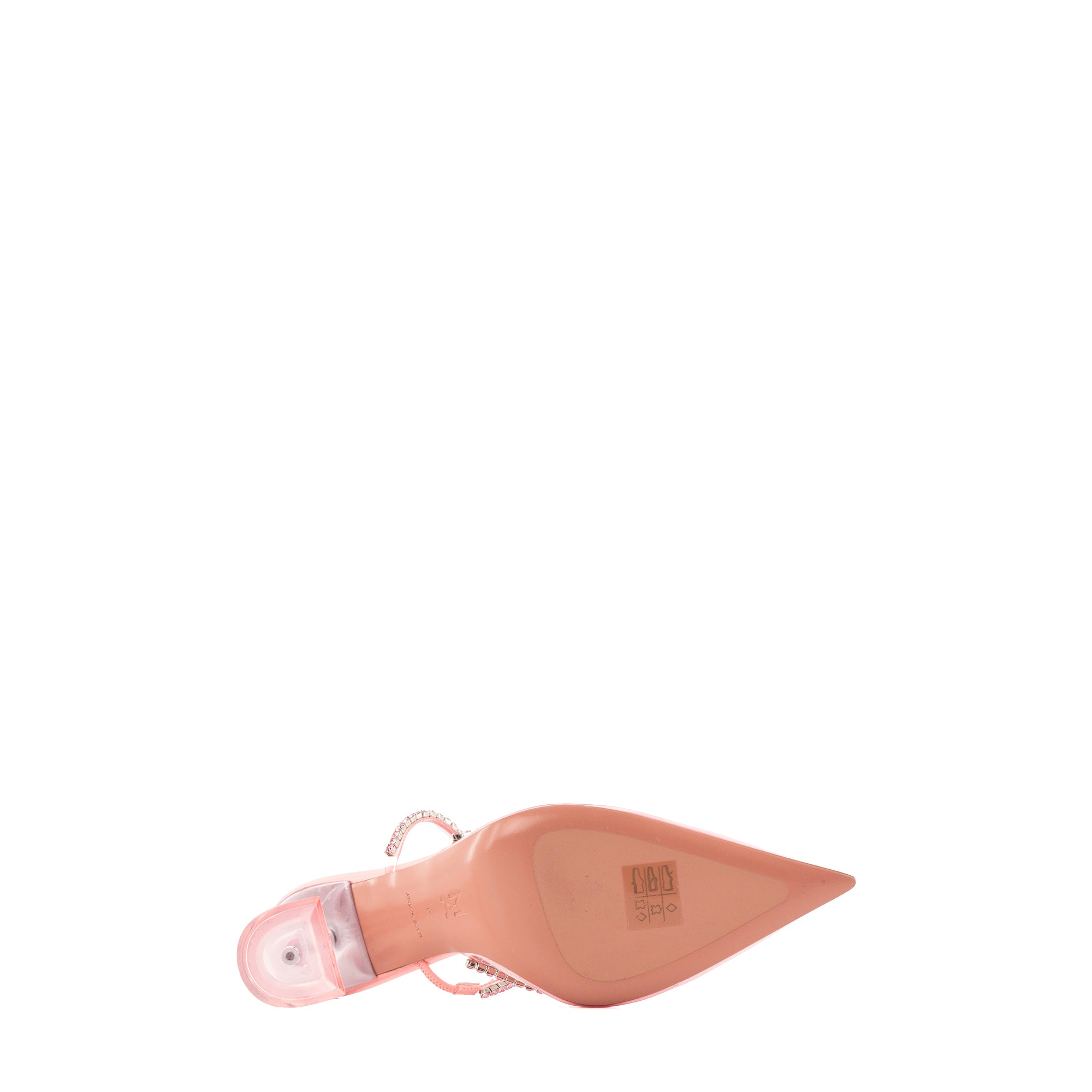 AMINA MUADDI - Mules à talons Gilda Amina Muaddi en PVC et strass roses (T41)