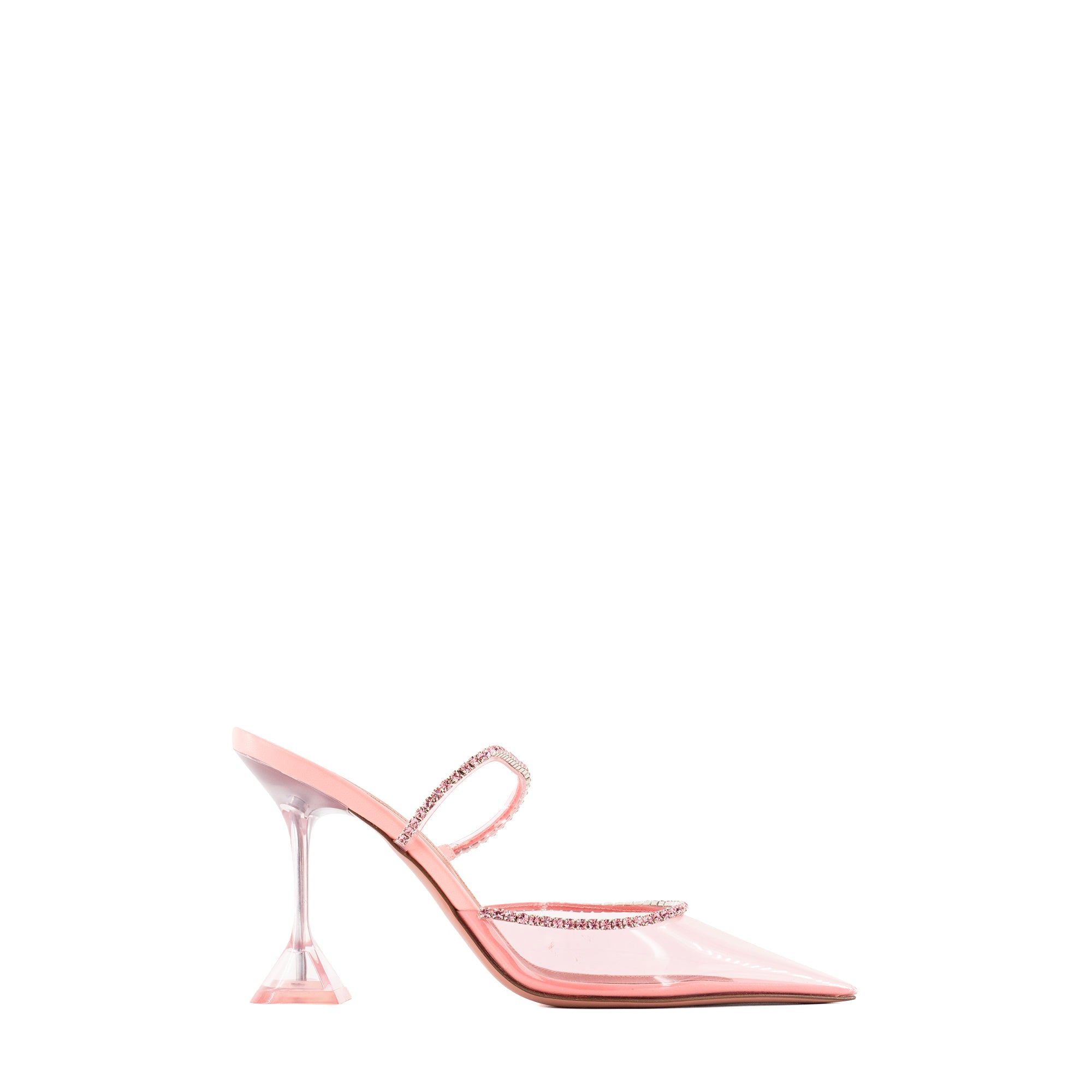 AMINA MUADDI - Mules à talons Gilda Amina Muaddi en PVC et strass roses (T41)