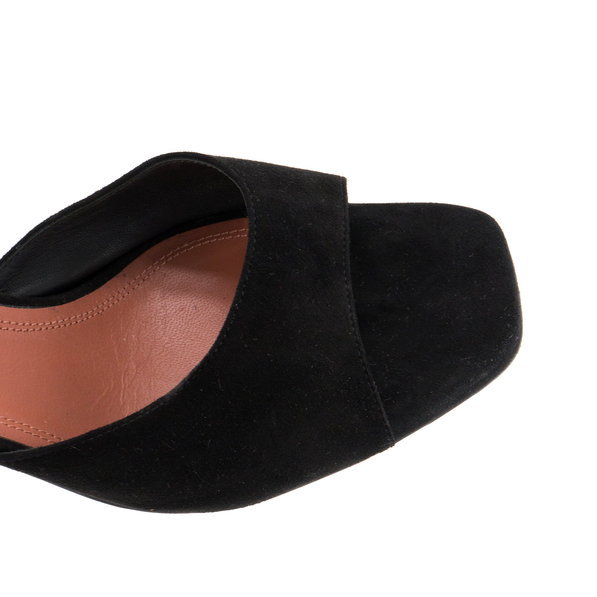 AMINA MUADDI - Sandales Mules Lupita Amina Muaddi en daim noir (T38,5)