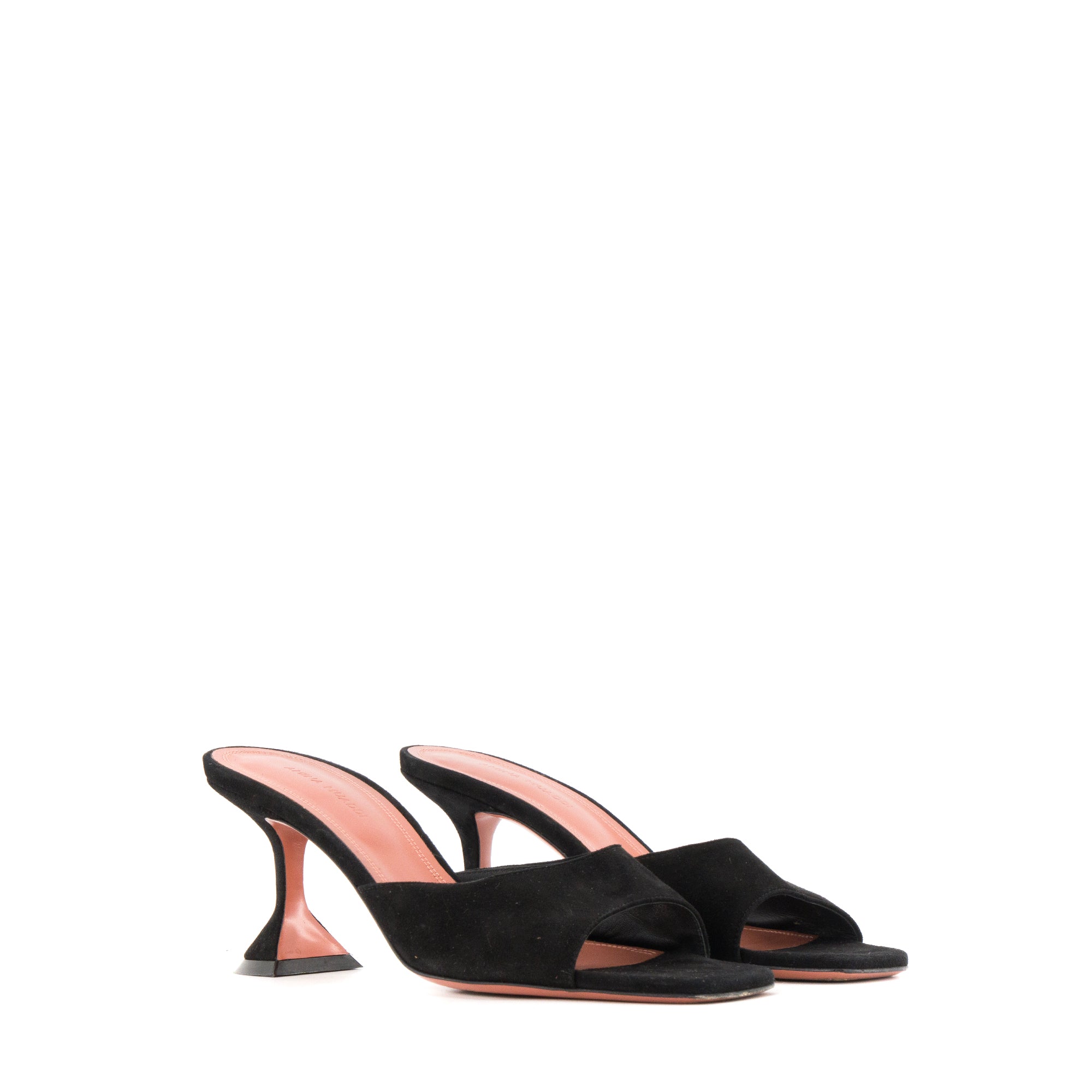 AMINA MUADDI - Sandales Mules Lupita Amina Muaddi en daim noir (T38,5)