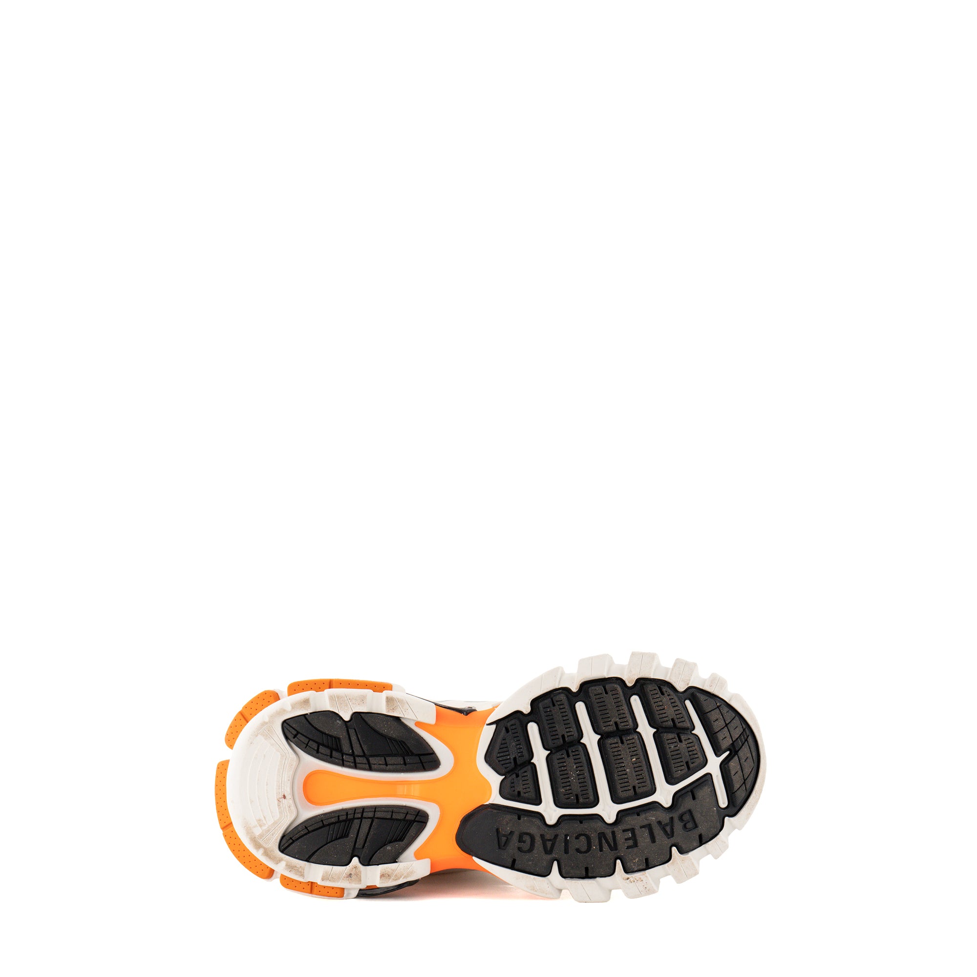 BALENCIAGA - Sneakers Track Balenciaga en cuir et toile blanche et orange (T38)