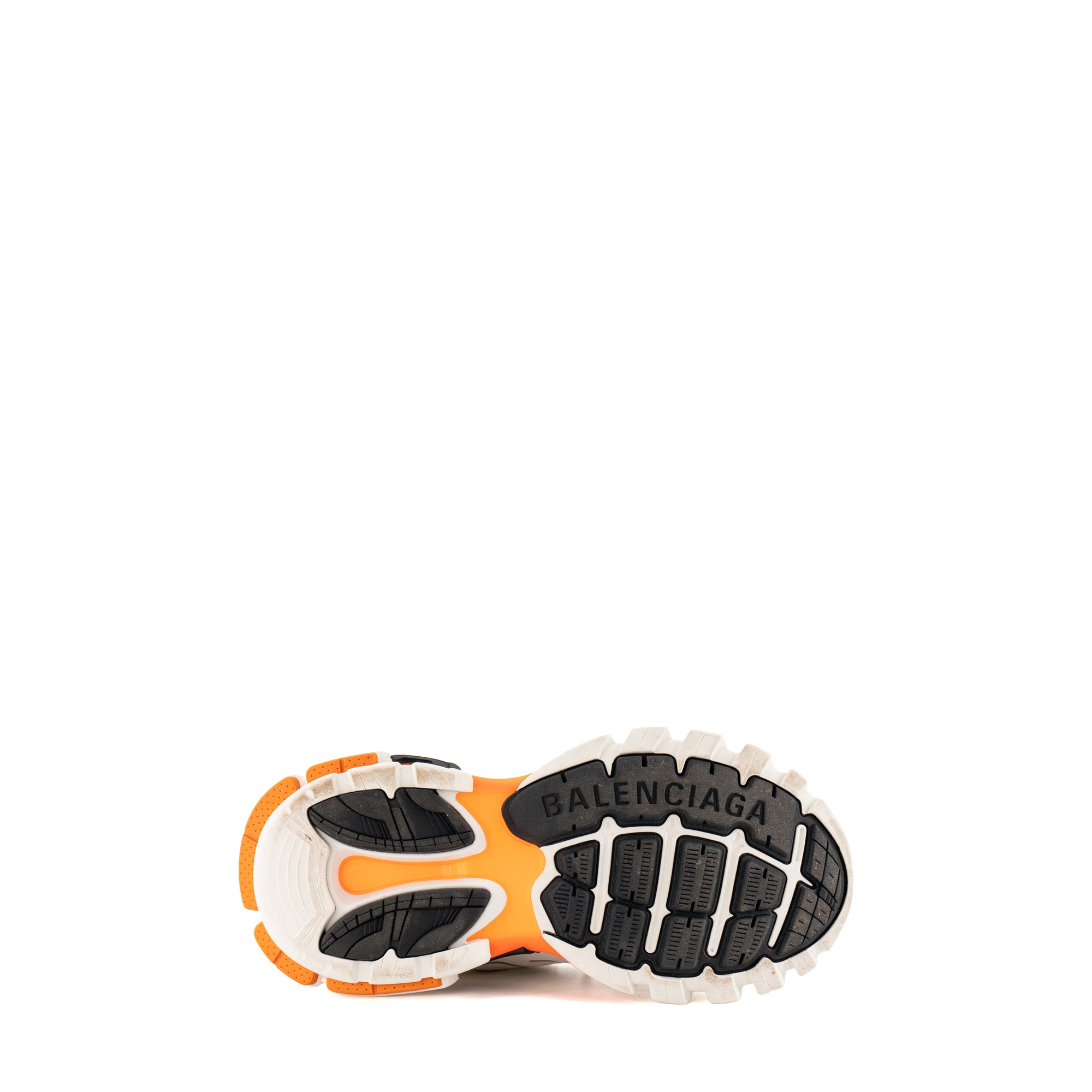 BALENCIAGA - Sneakers Track Balenciaga en cuir et toile blanche et orange (T38)