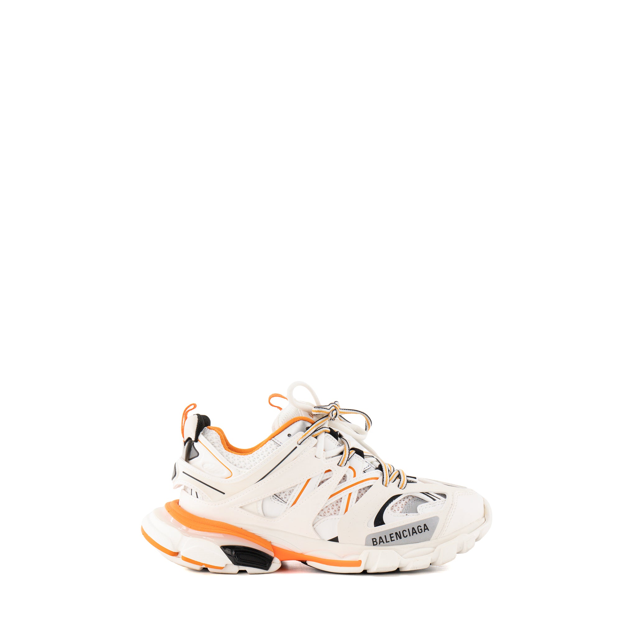 BALENCIAGA - Sneakers Track Balenciaga en cuir et toile blanche et orange (T38)