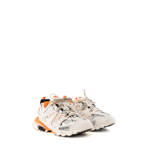 BALENCIAGA - Sneakers Track Balenciaga en cuir et toile blanche et orange (T38)