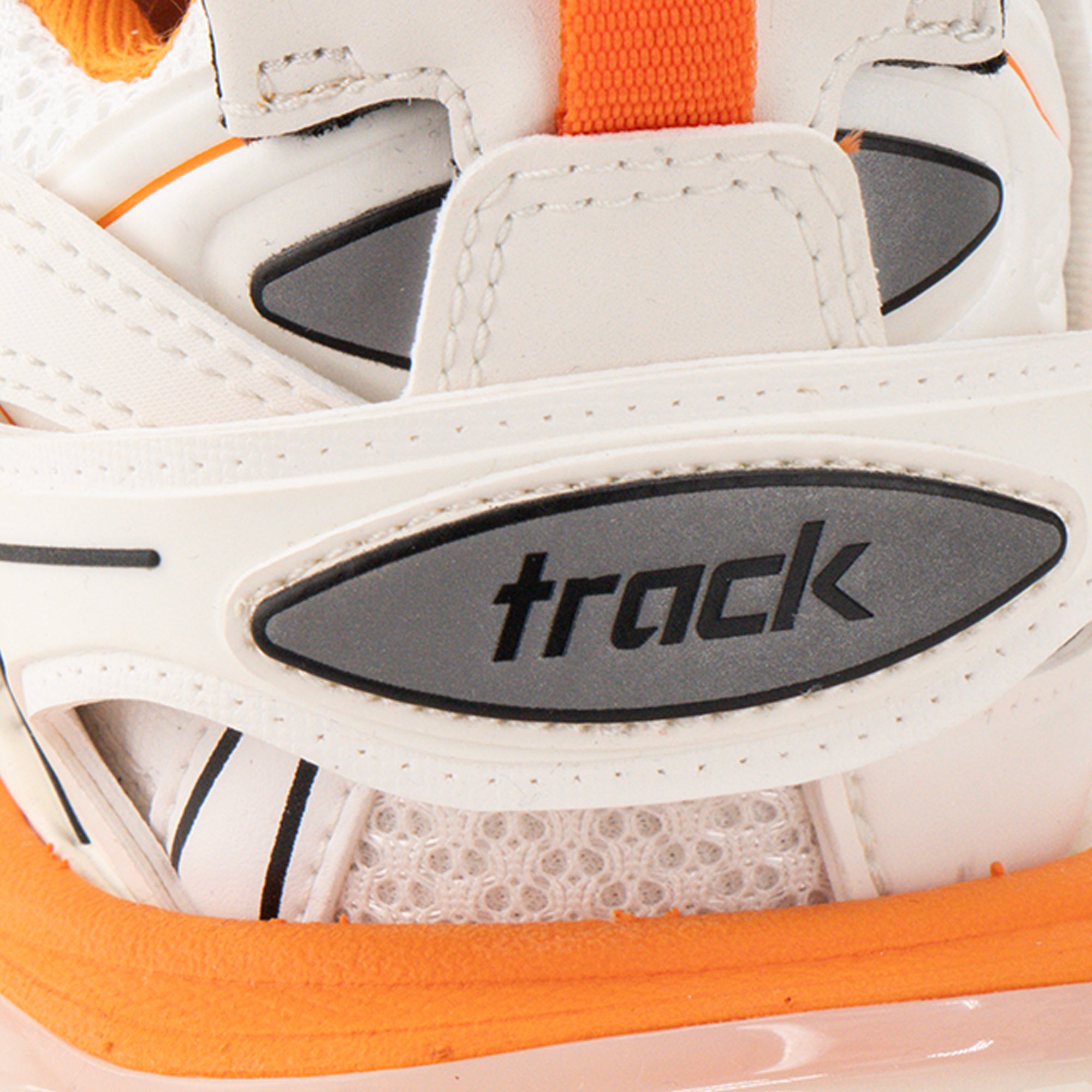 BALENCIAGA - Sneakers Track Balenciaga en cuir et toile blanche et orange (T38)