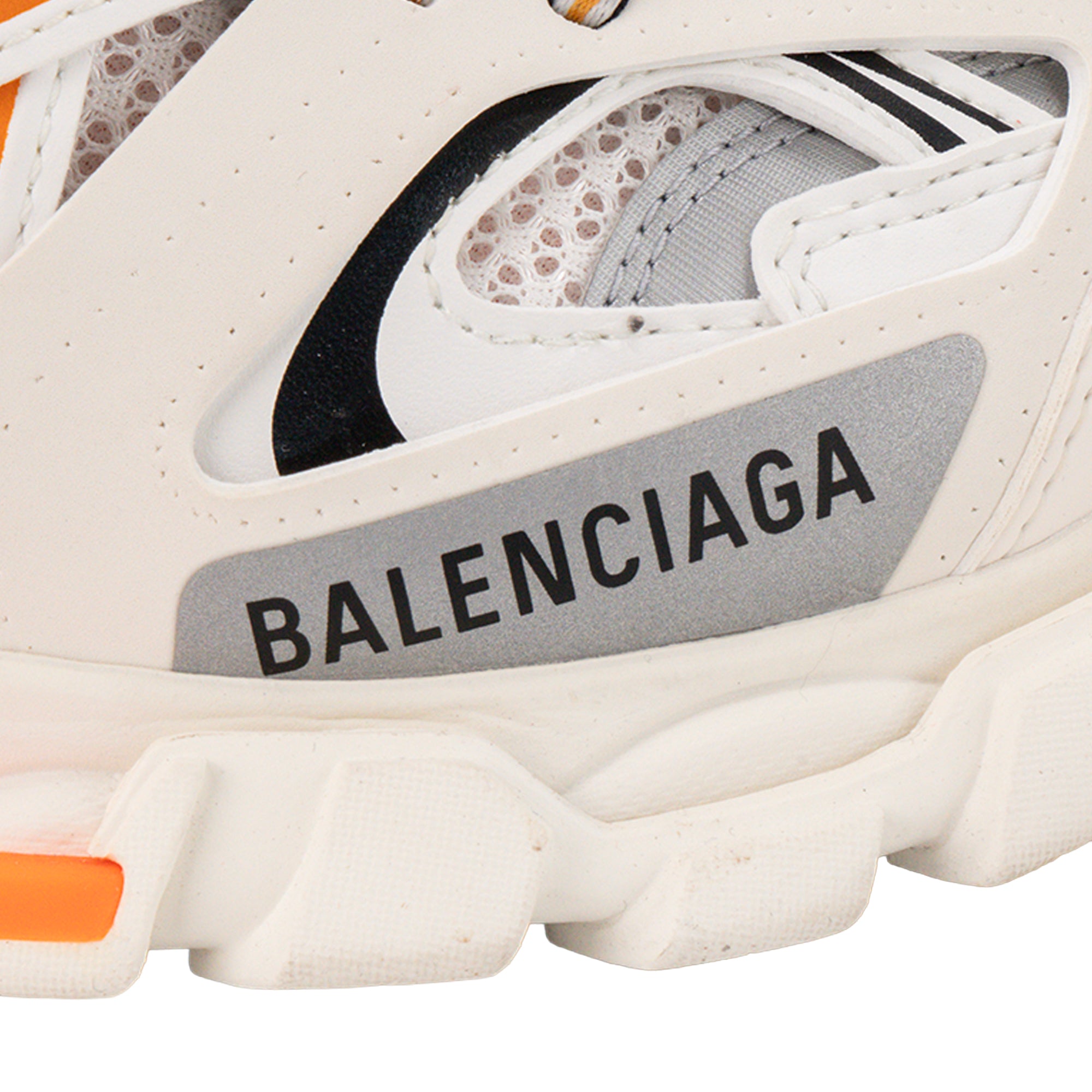 BALENCIAGA - Sneakers Track Balenciaga en cuir et toile blanche et orange (T38)