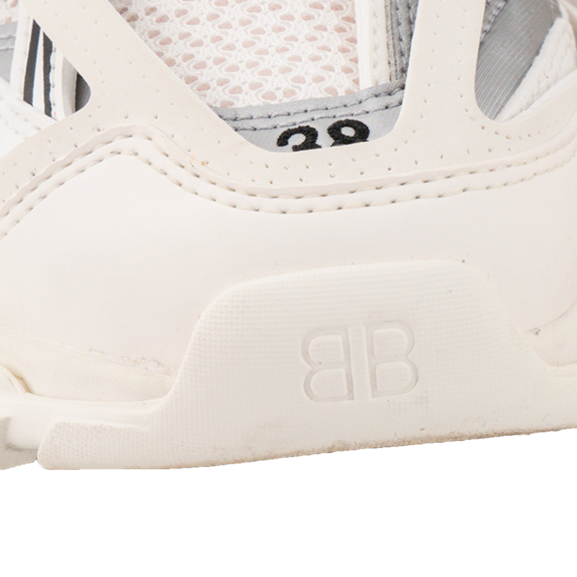 BALENCIAGA - Sneakers Track Balenciaga en cuir et toile blanche et orange (T38)