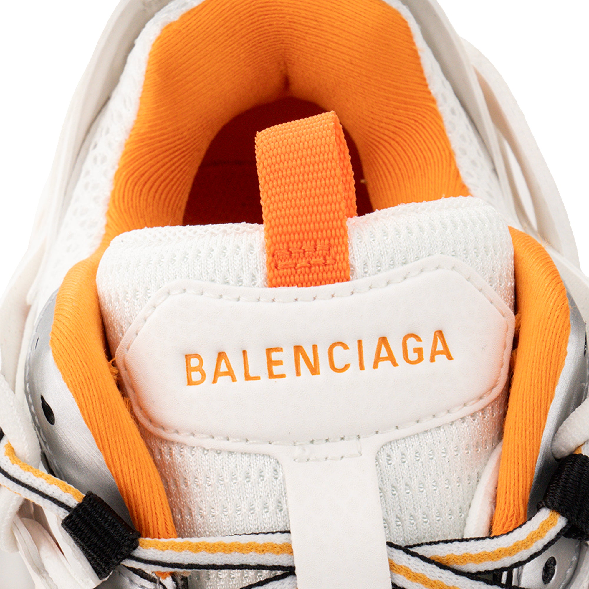 BALENCIAGA - Sneakers Track Balenciaga en cuir et toile blanche et orange (T38)