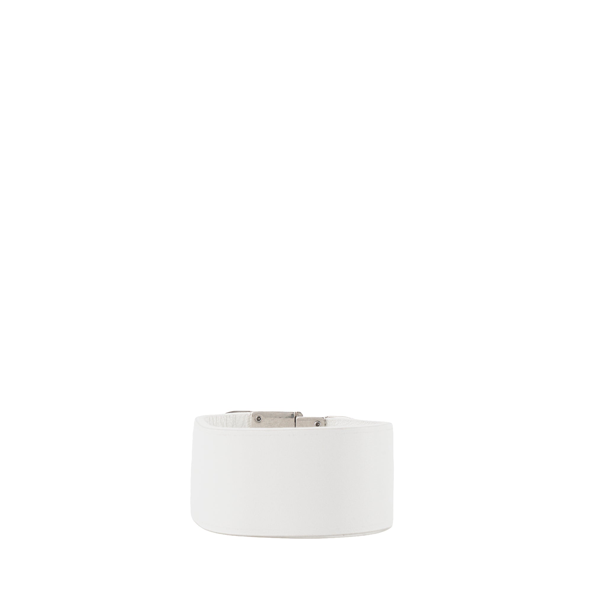 BALENCIAGA - Bracelet BB Balenciaga en cuir lisse blanc (M)