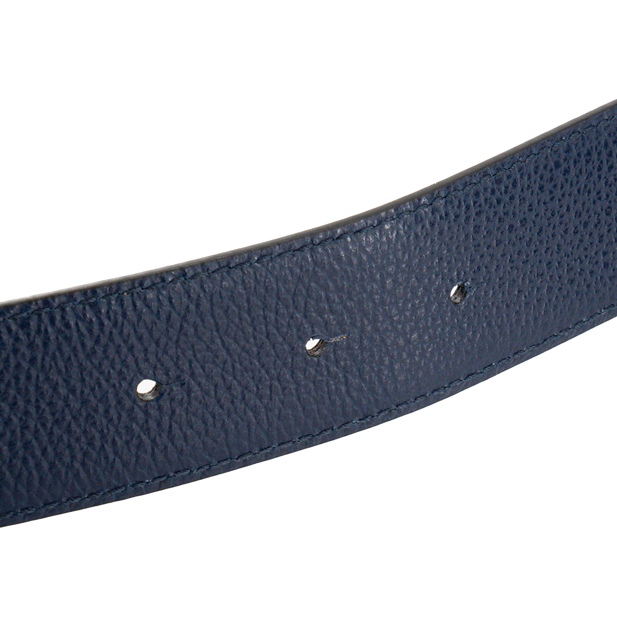 BALENCIAGA - Ceinture réversible BB Balenciaga en cuir grainé bleu et noir (T95)