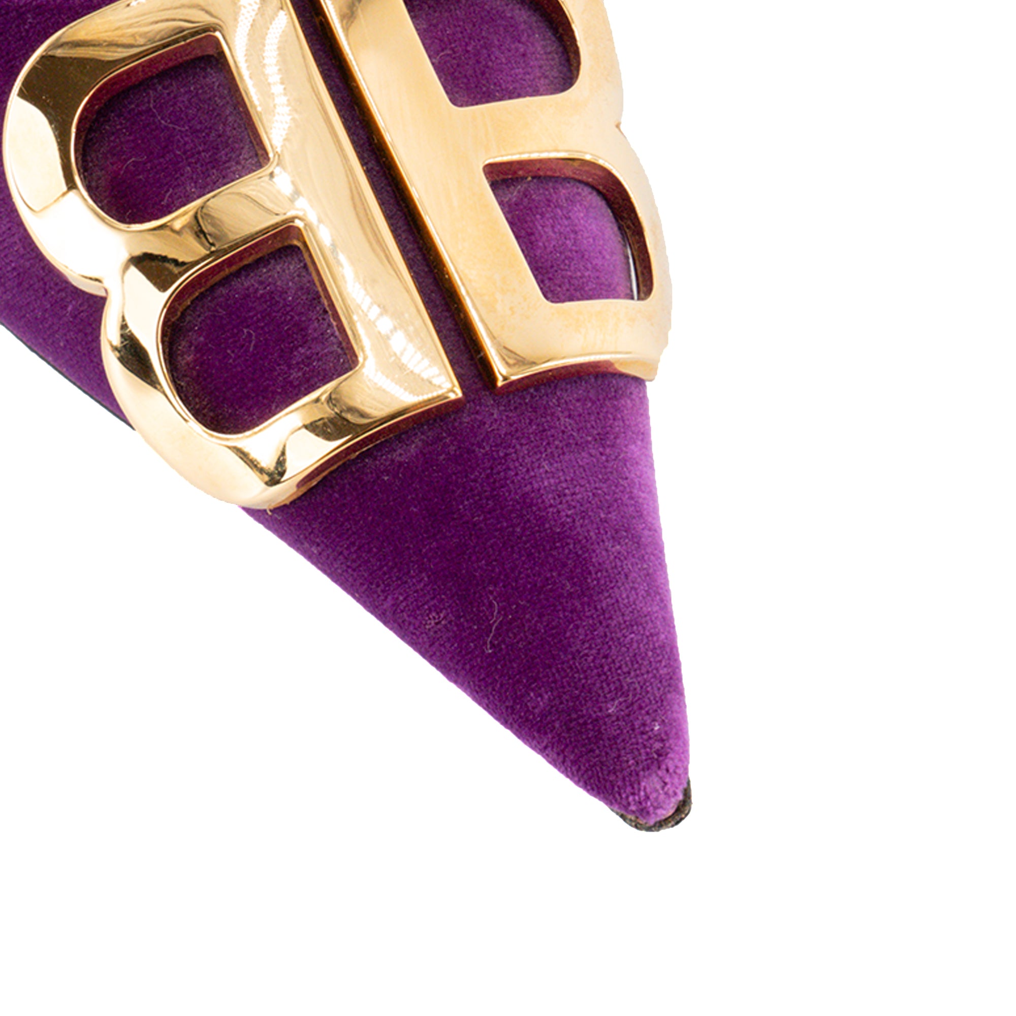 BALENCIAGA - Escarpins BB Balenciaga en velours violet (T38,5)