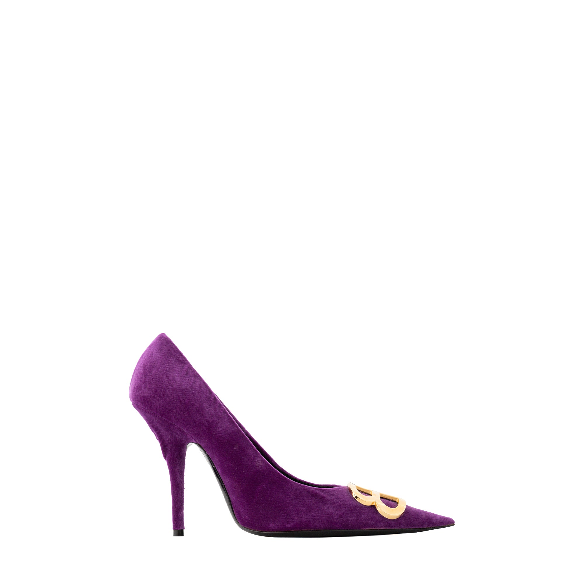 BALENCIAGA - Escarpins BB Balenciaga en velours violet (T38,5)