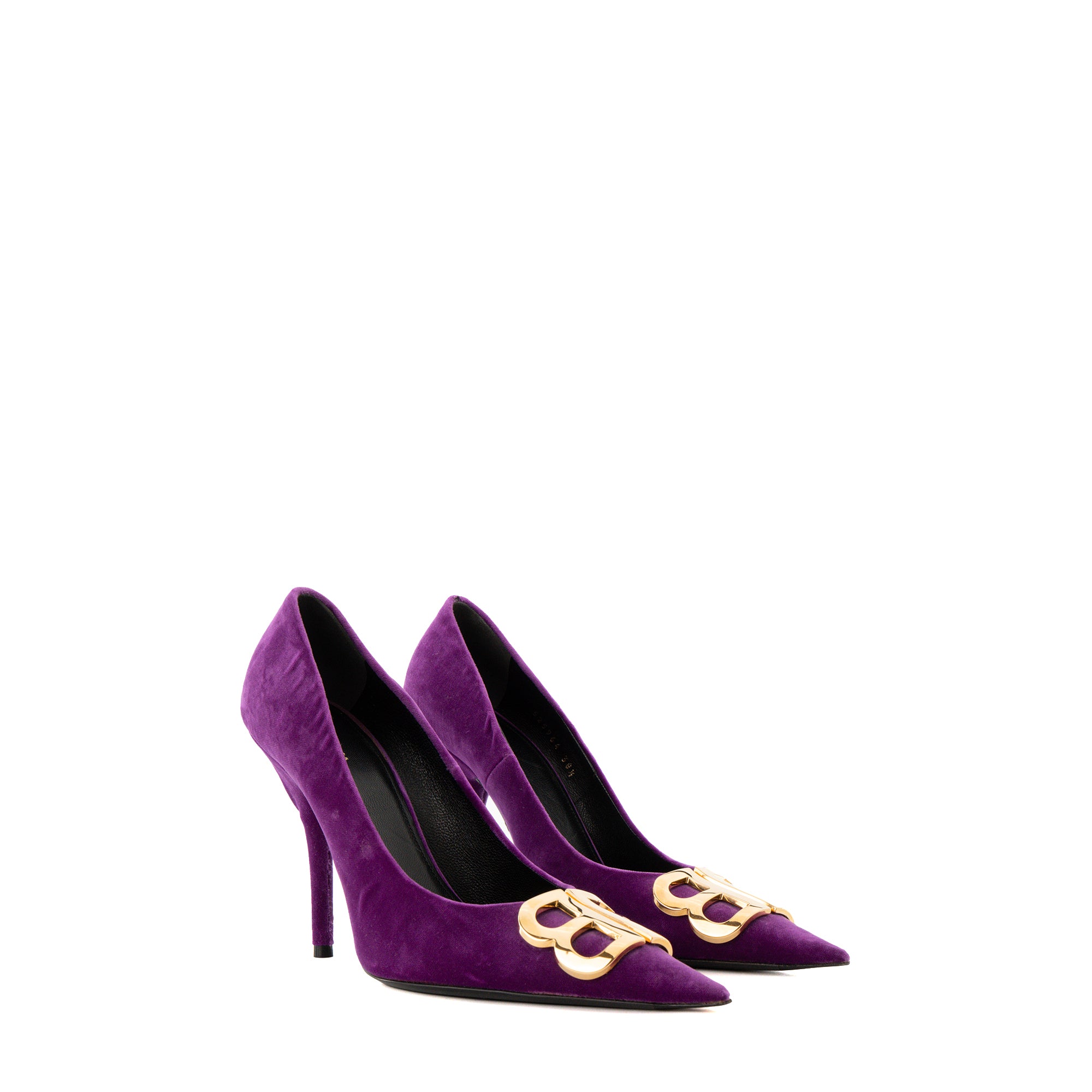 BALENCIAGA - Escarpins BB Balenciaga en velours violet (T38,5)