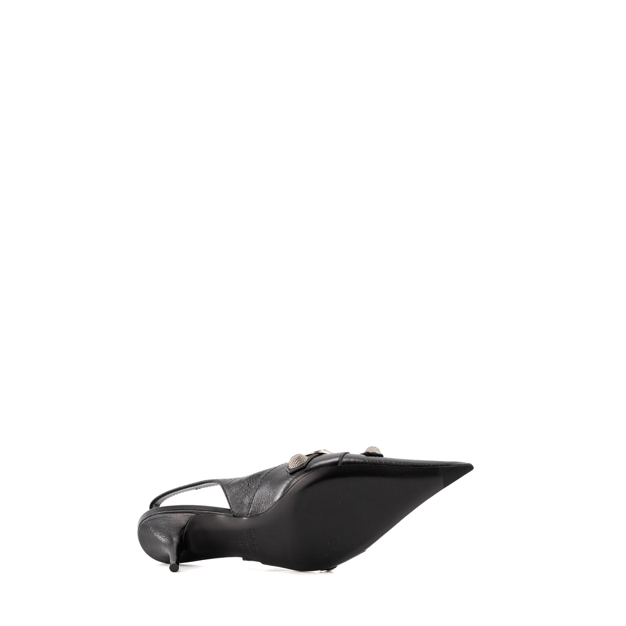BALENCIAGA - Escarpins Cagole Balenciaga en cuir froissé noir (T37)