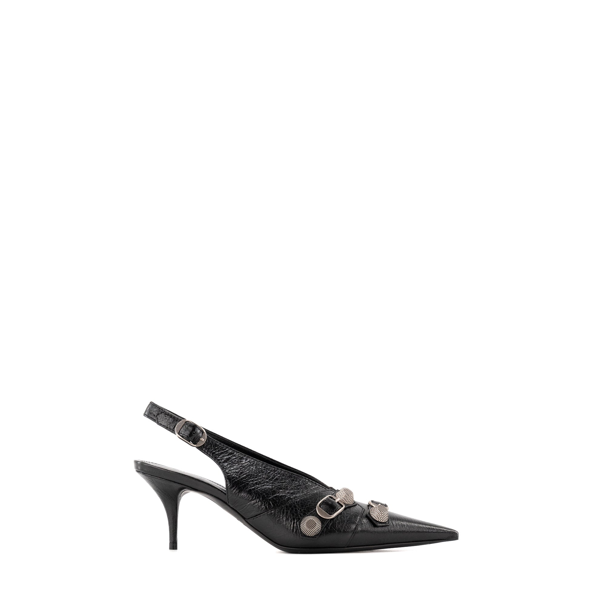 BALENCIAGA - Escarpins Cagole Balenciaga en cuir froissé noir (T37)