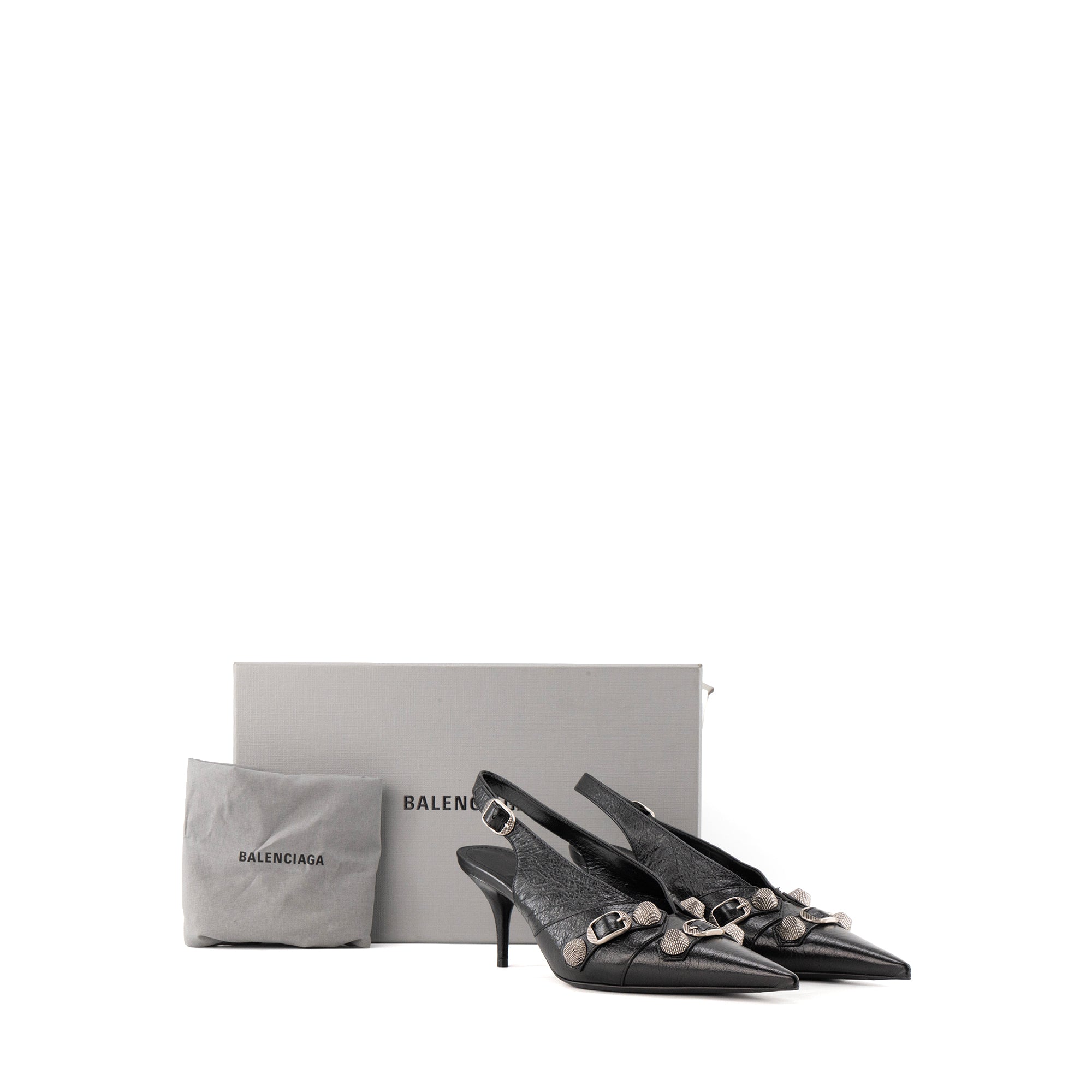 BALENCIAGA - Escarpins Cagole Balenciaga en cuir froissé noir (T37)