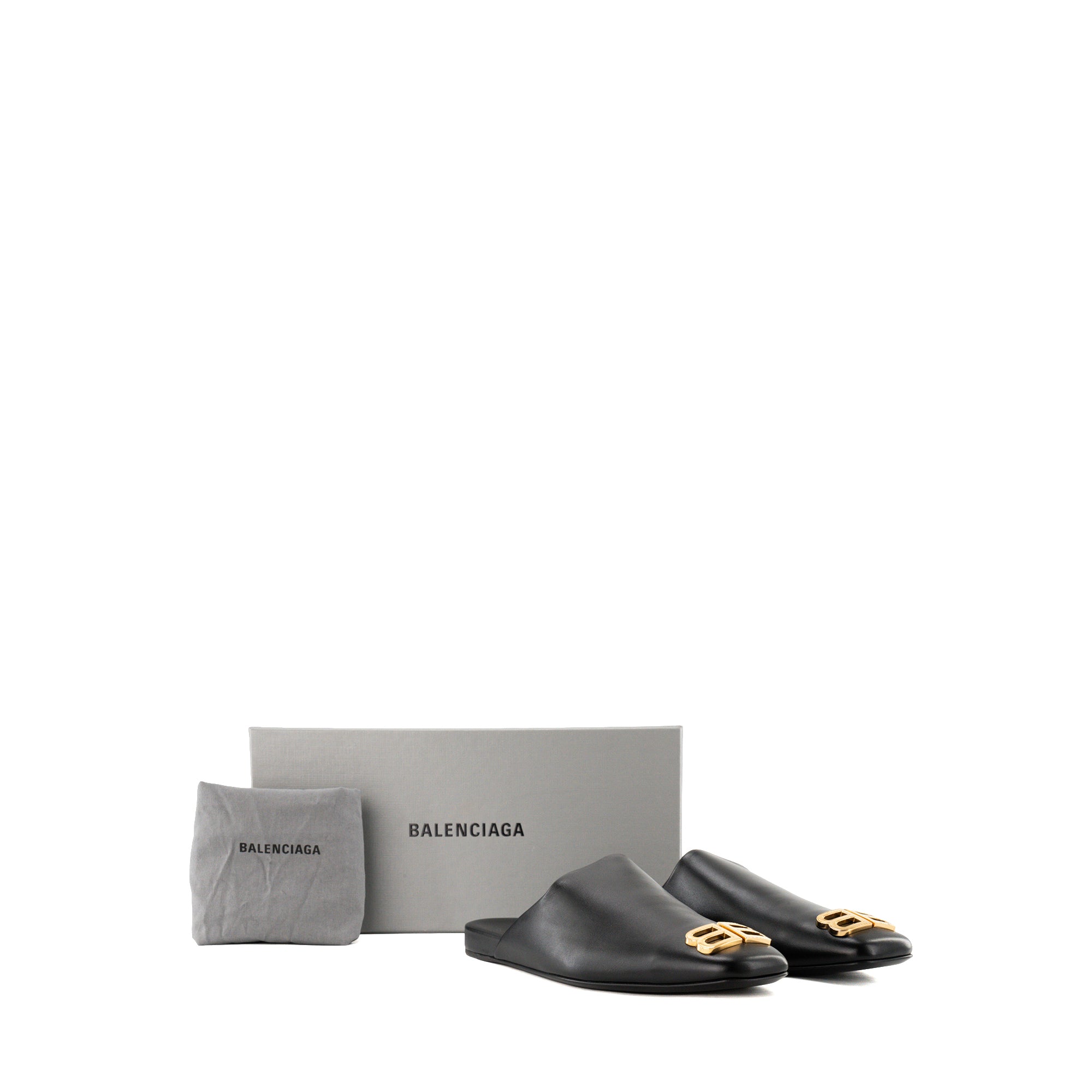 BALENCIAGA - Mules Cosy BB Balenciaga en cuir lisse noir (T40)