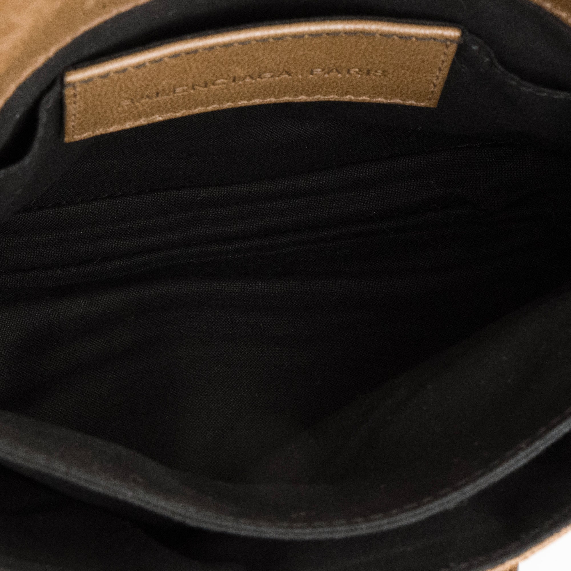 BALENCIAGA - Pochette Balenciaga en cuir noir et marron