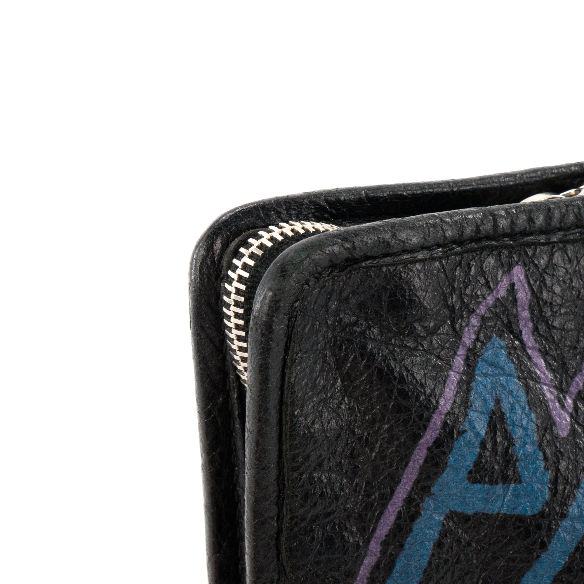 BALENCIAGA - Pochette Graffiti Balenciaga en cuir froissé noir