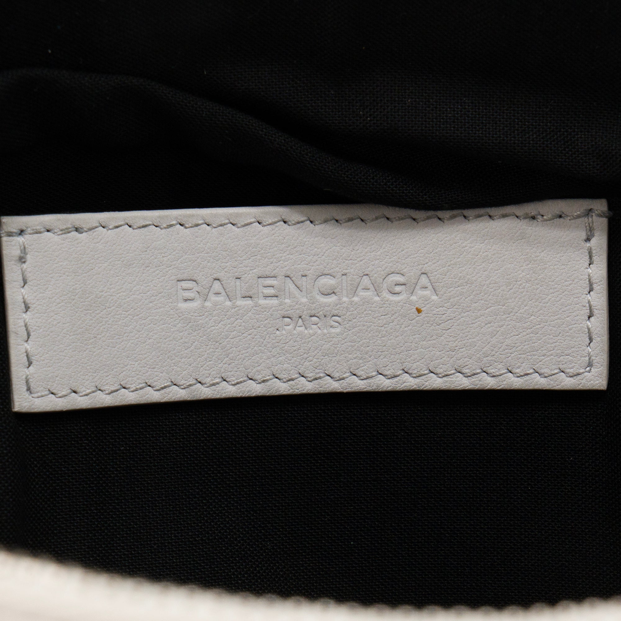 BALENCIAGA - Pochette Logo Balenciaga en cuir lisse gris