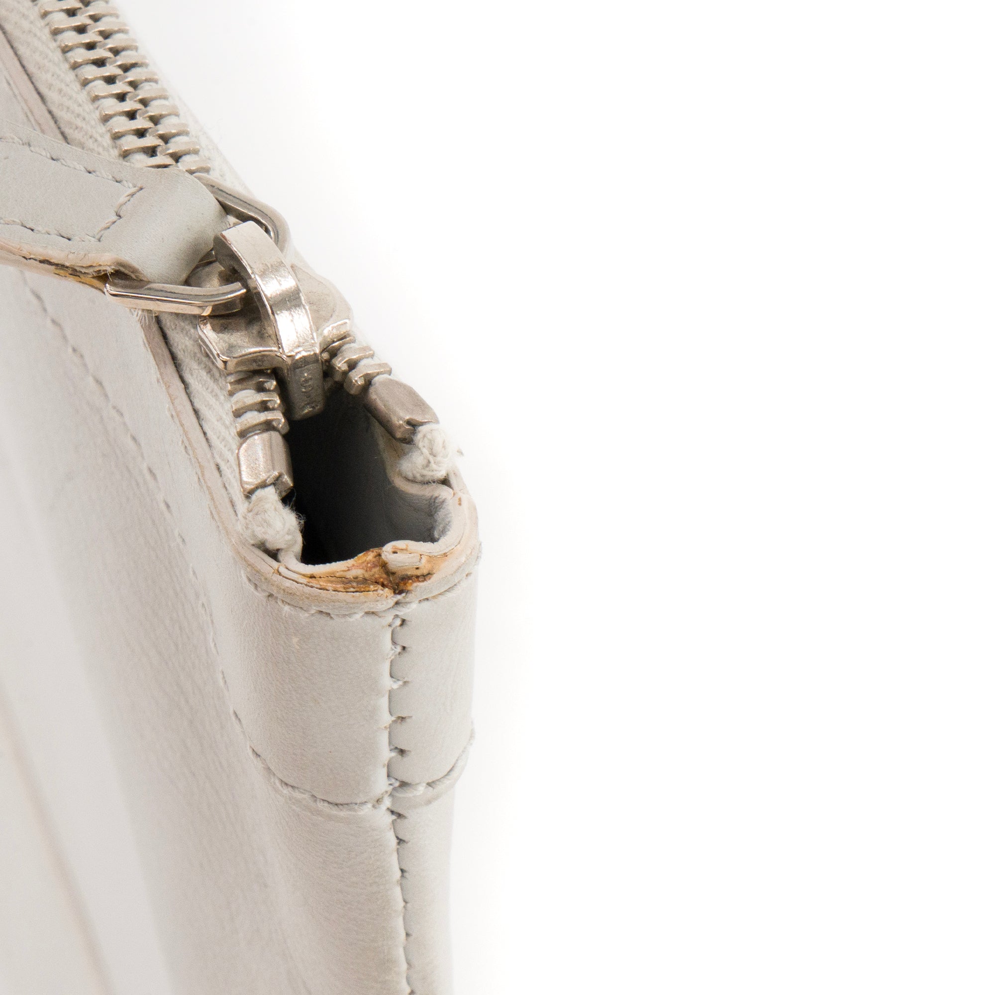 BALENCIAGA - Pochette Logo Balenciaga en cuir lisse gris