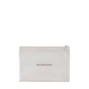 BALENCIAGA - Pochette Logo Balenciaga en cuir lisse gris