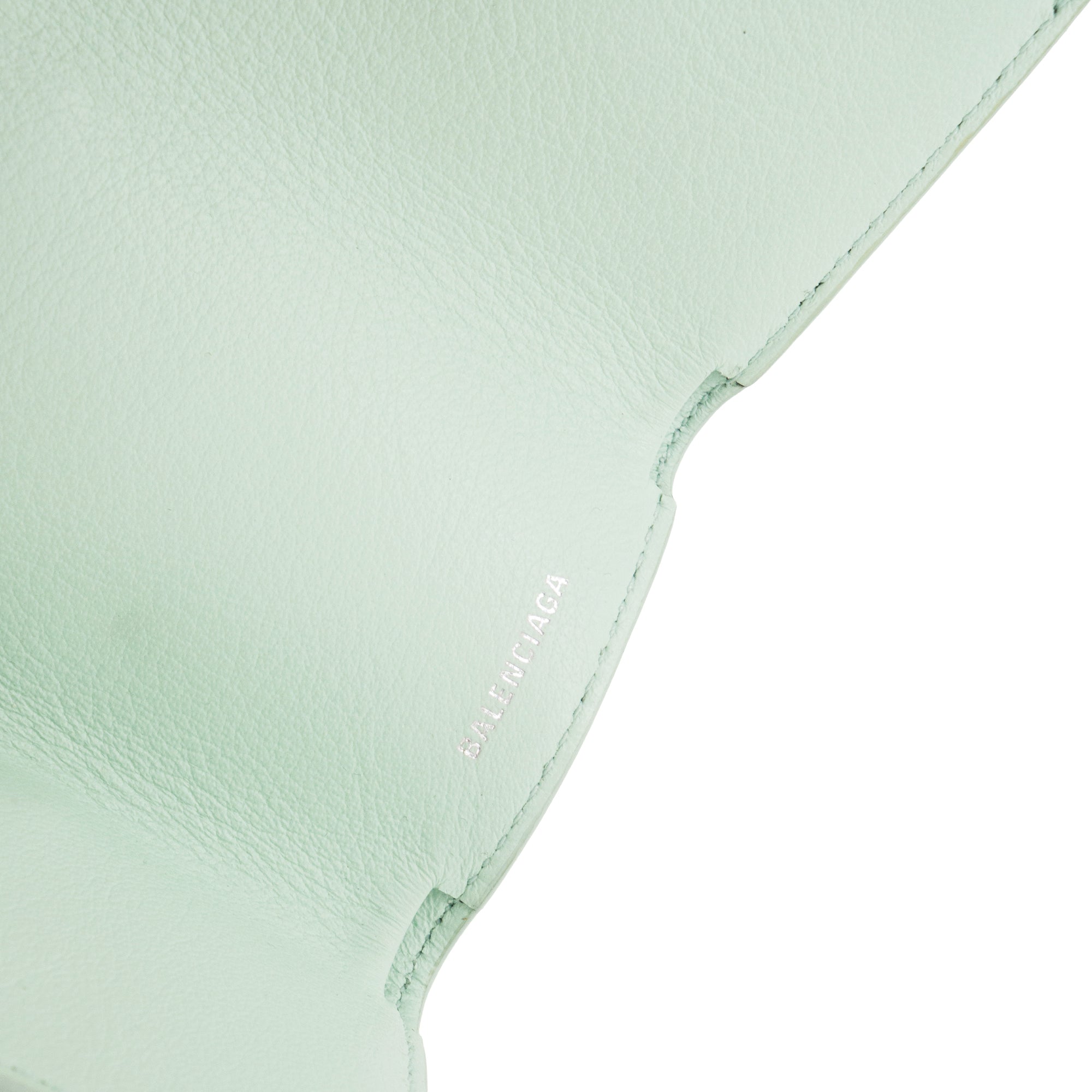 BALENCIAGA - Portefeuille Balenciaga en cuir grainé vert eau