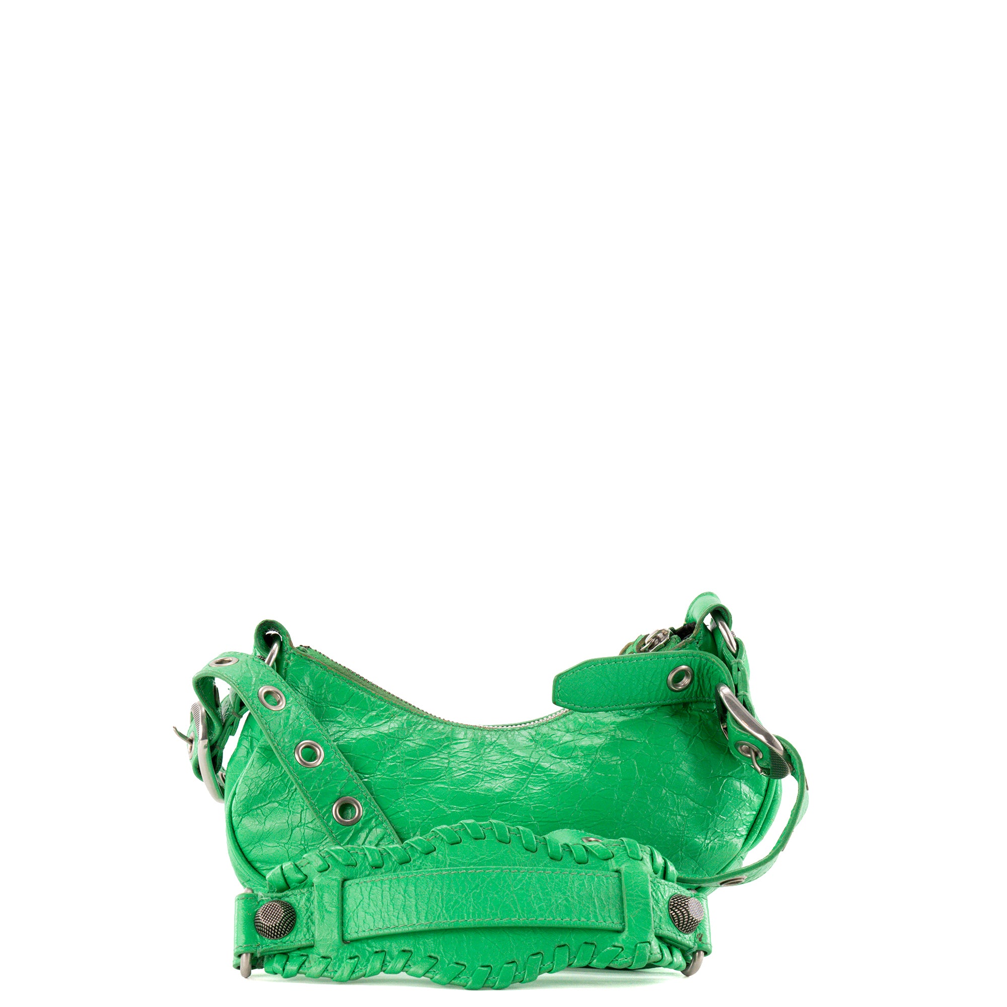 BALENCIAGA - Sac à bandoulière Cagole XS Balenciaga en cuir froissé vert