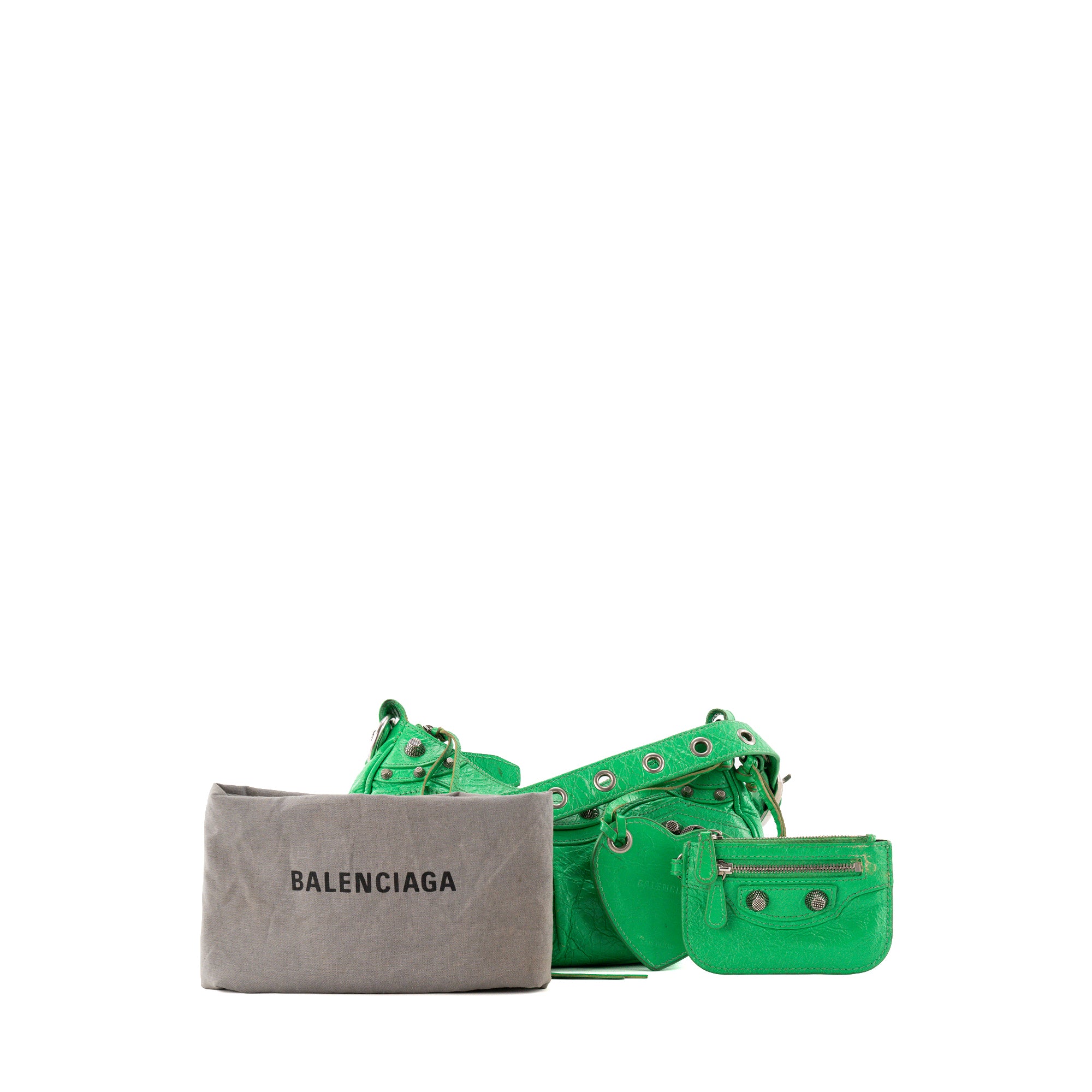 BALENCIAGA - Sac à bandoulière Cagole XS Balenciaga en cuir froissé vert