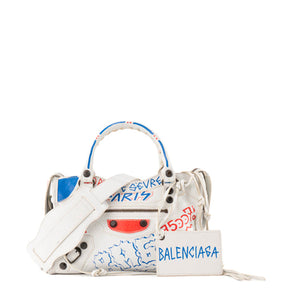BALENCIAGA - Sac à bandoulière City Balenciaga en cuir blanc gaffiti édition limitée