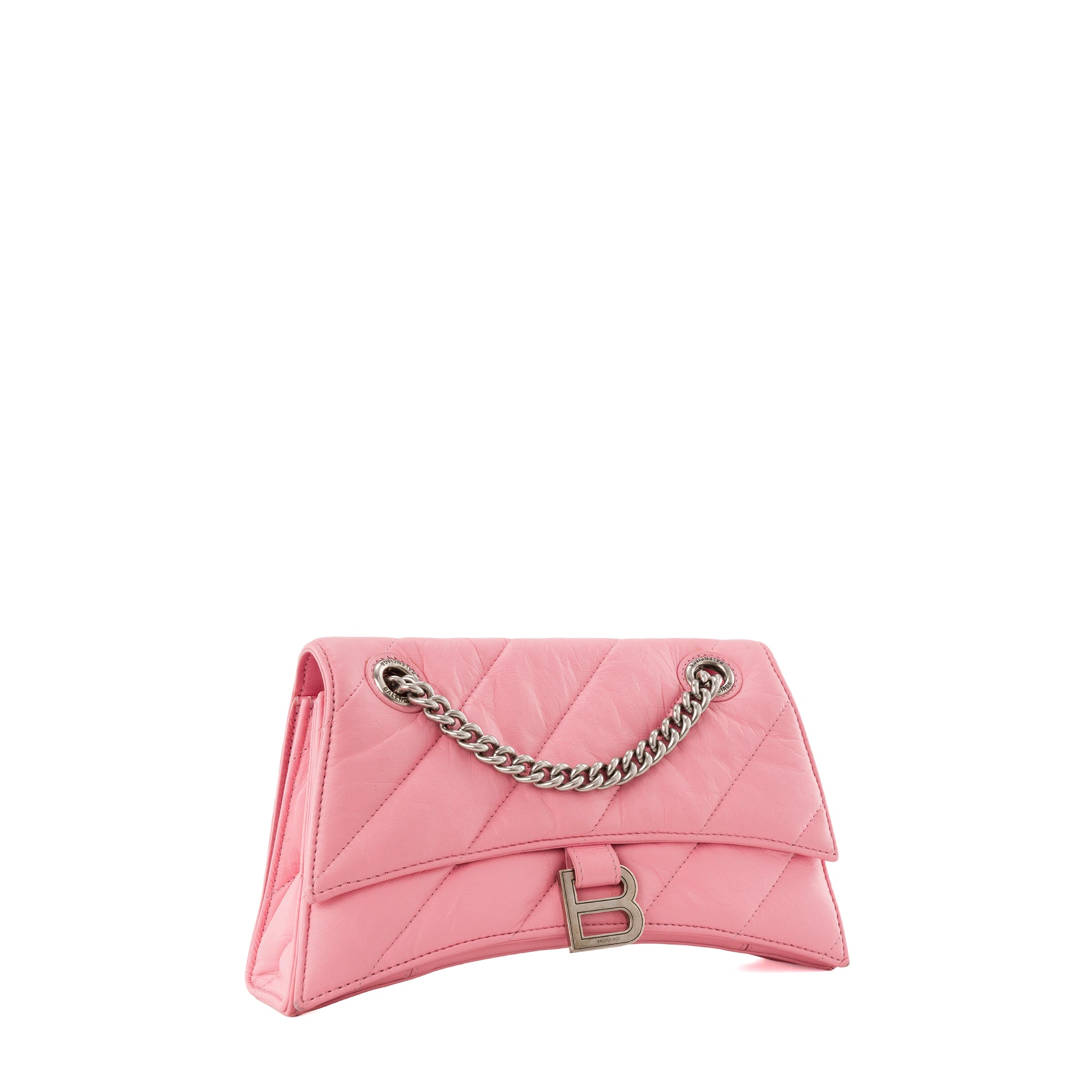 BALENCIAGA - Sac à bandoulière Crush Balenciaga en cuir froissé rose
