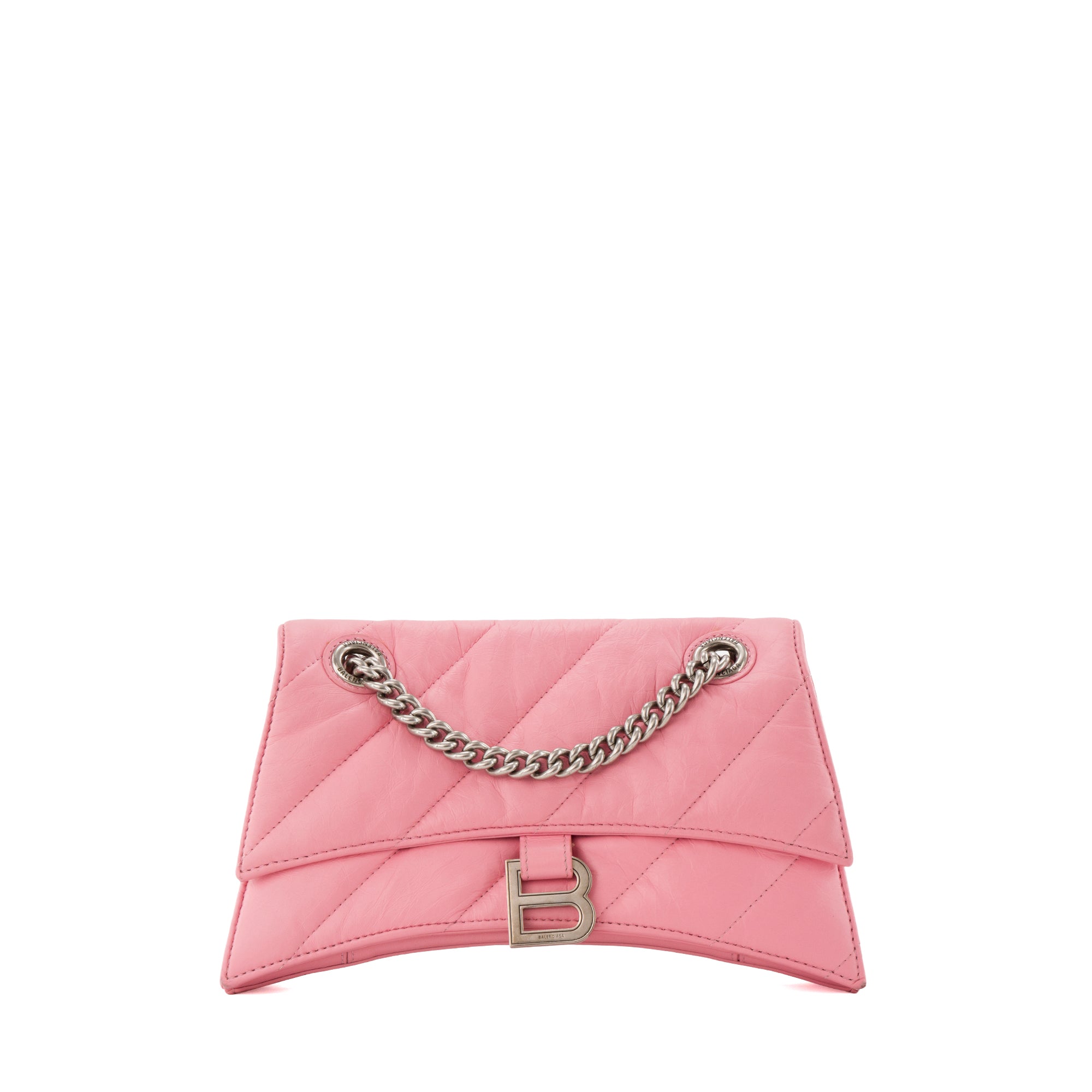 BALENCIAGA - Sac à bandoulière Crush Balenciaga en cuir froissé rose