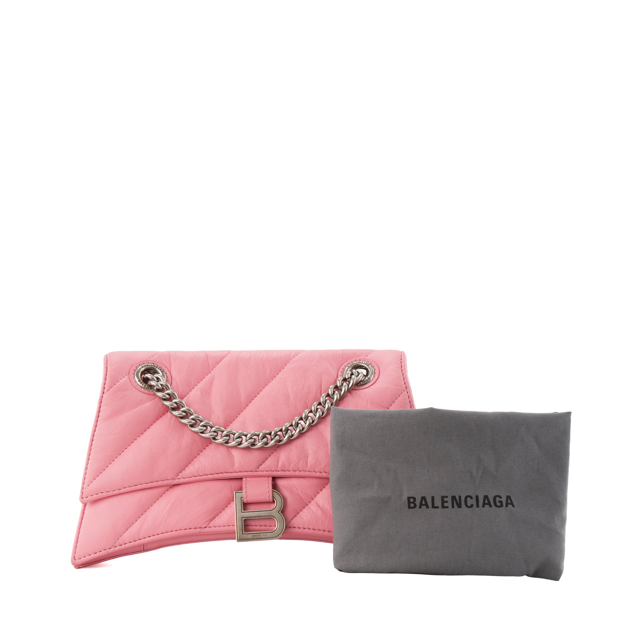 BALENCIAGA - Sac à bandoulière Crush Balenciaga en cuir froissé rose