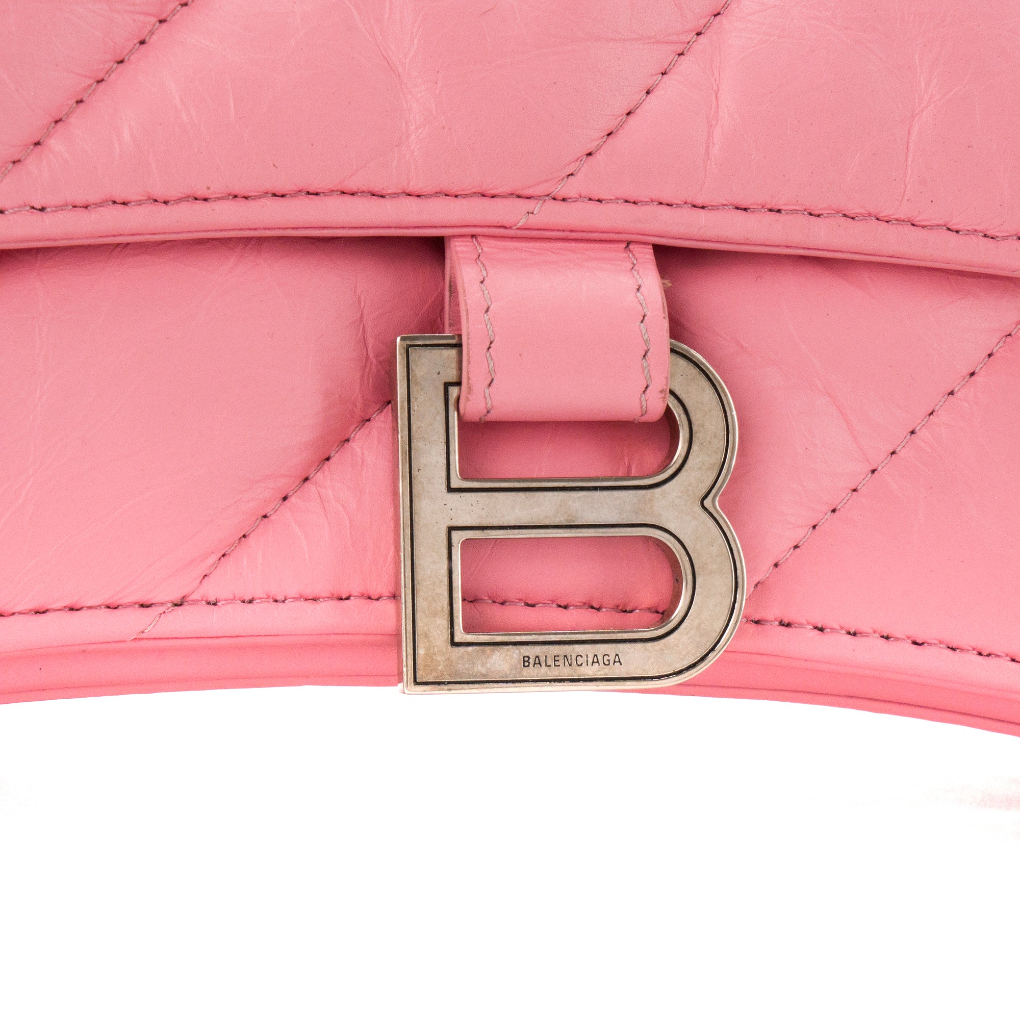BALENCIAGA - Sac à bandoulière Crush Balenciaga en cuir froissé rose
