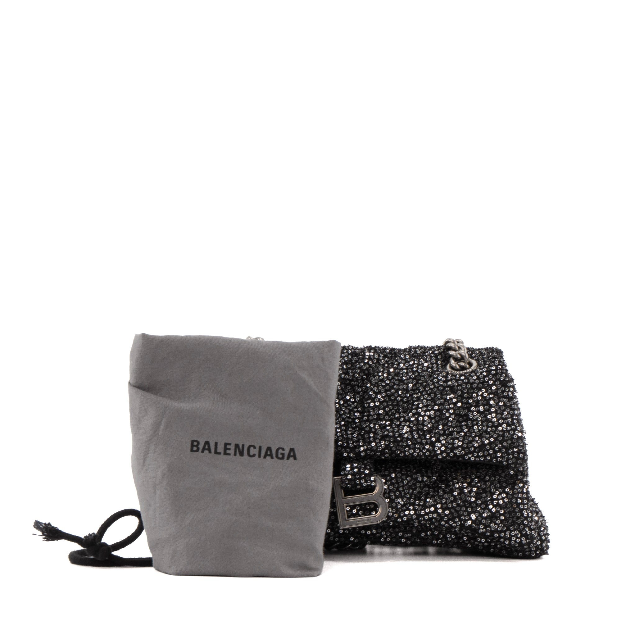 BALENCIAGA - Sac à bandoulière Crush Balenciaga en sequins noirs