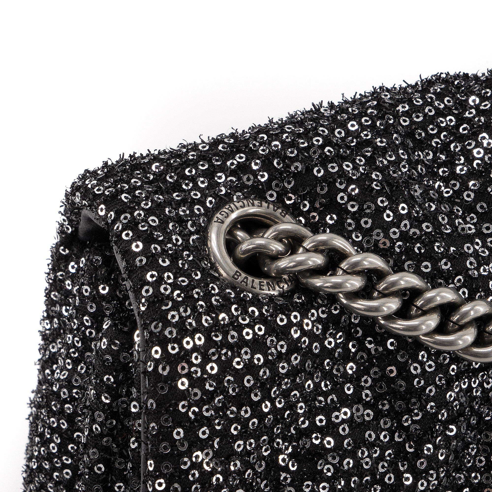 BALENCIAGA - Sac à bandoulière Crush Balenciaga en sequins noirs