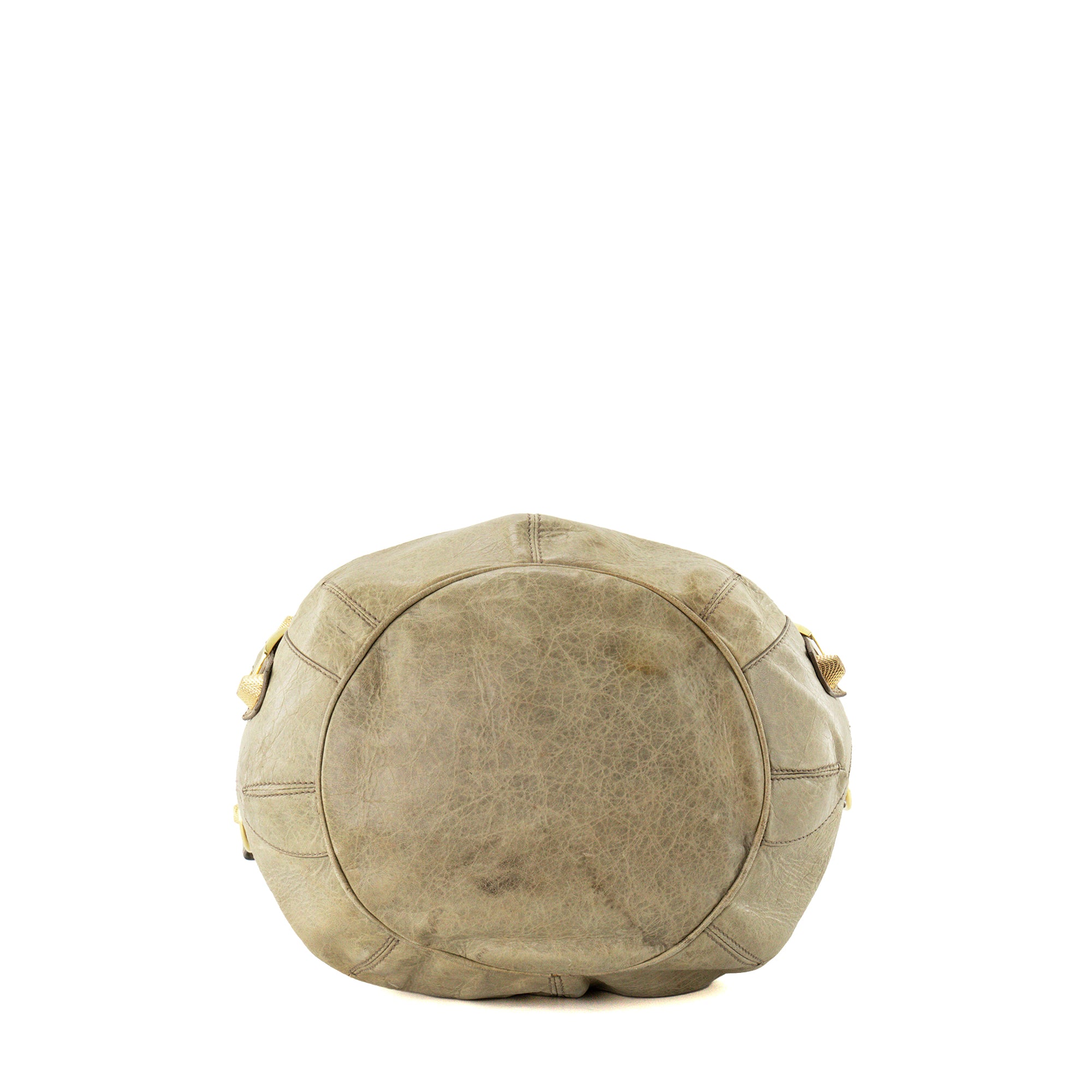 BALENCIAGA - Sac à bandoulière Giant Pompon Balenciaga en cuir froissé kaki