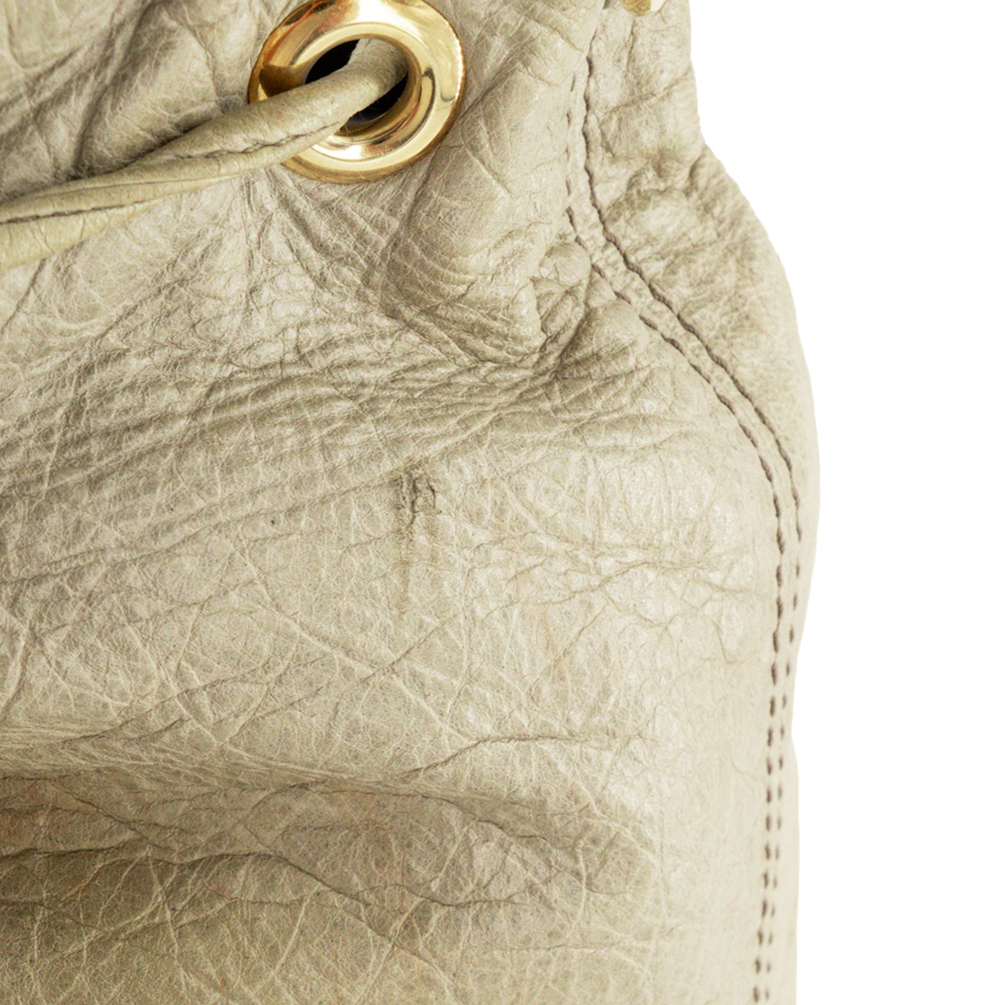 BALENCIAGA - Sac à bandoulière Giant Pompon Balenciaga en cuir froissé kaki
