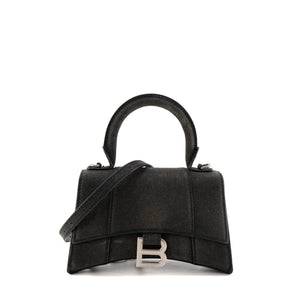 BALENCIAGA - Sac à bandoulière Houglass XS Balenciaga en cuir pailleté noir