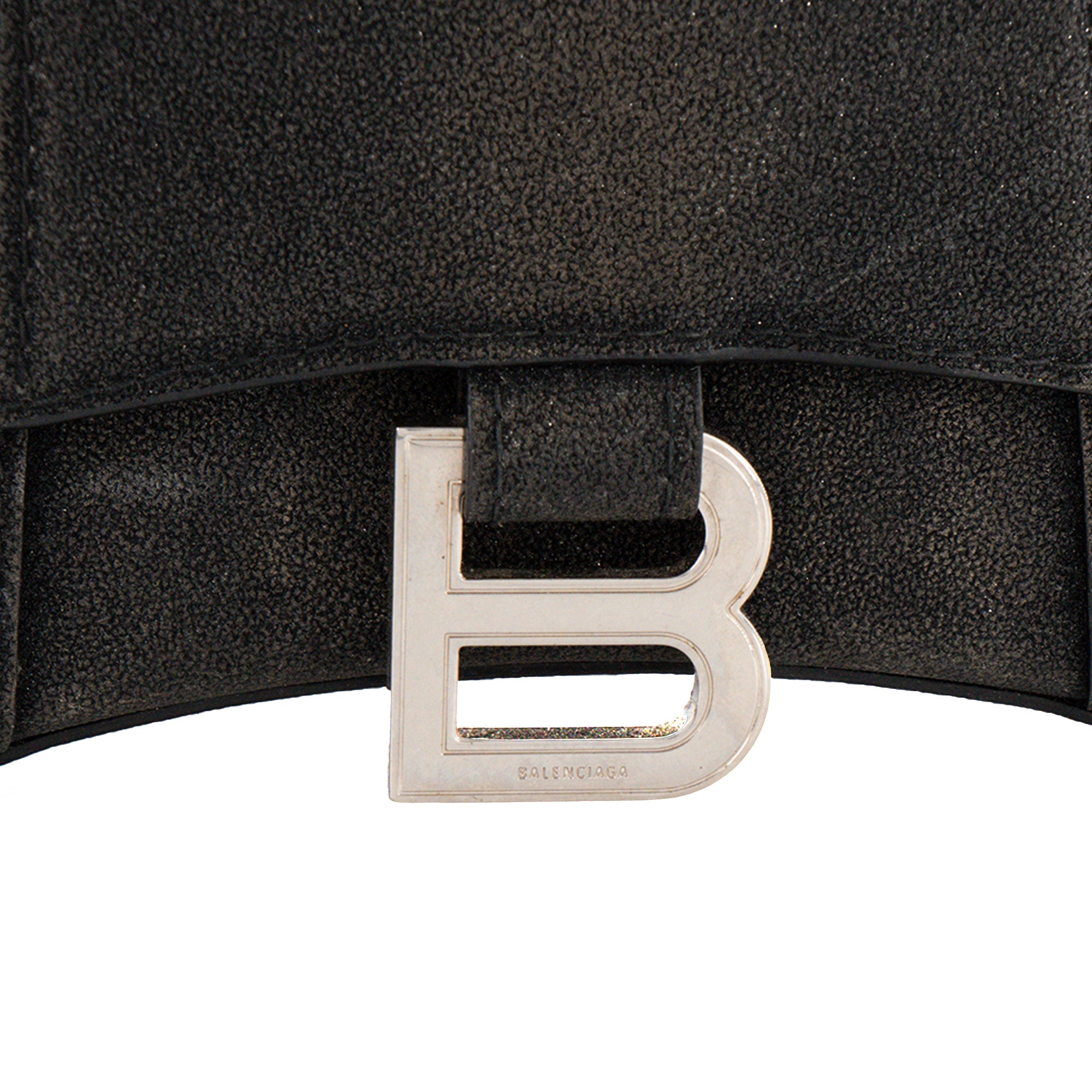 BALENCIAGA - Sac à bandoulière Houglass XS Balenciaga en cuir pailleté noir