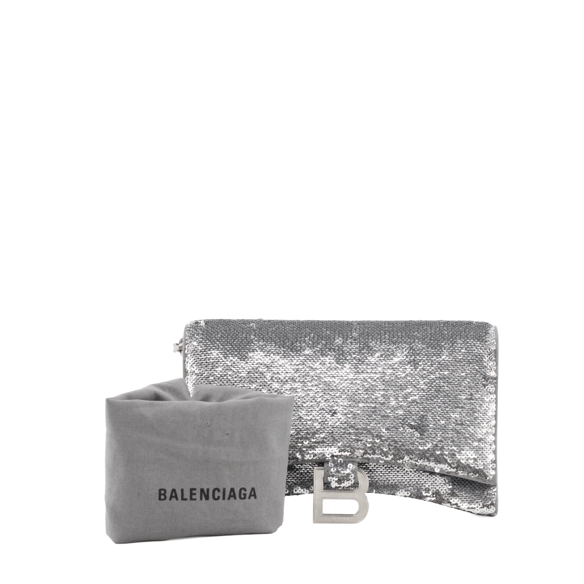 BALENCIAGA - Sac à bandoulière Hourglass Balenciaga à sequins argentés