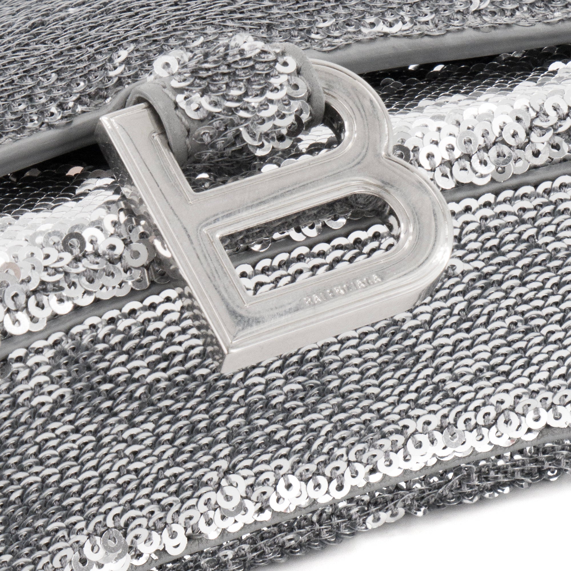 BALENCIAGA - Sac à bandoulière Hourglass Balenciaga à sequins argentés