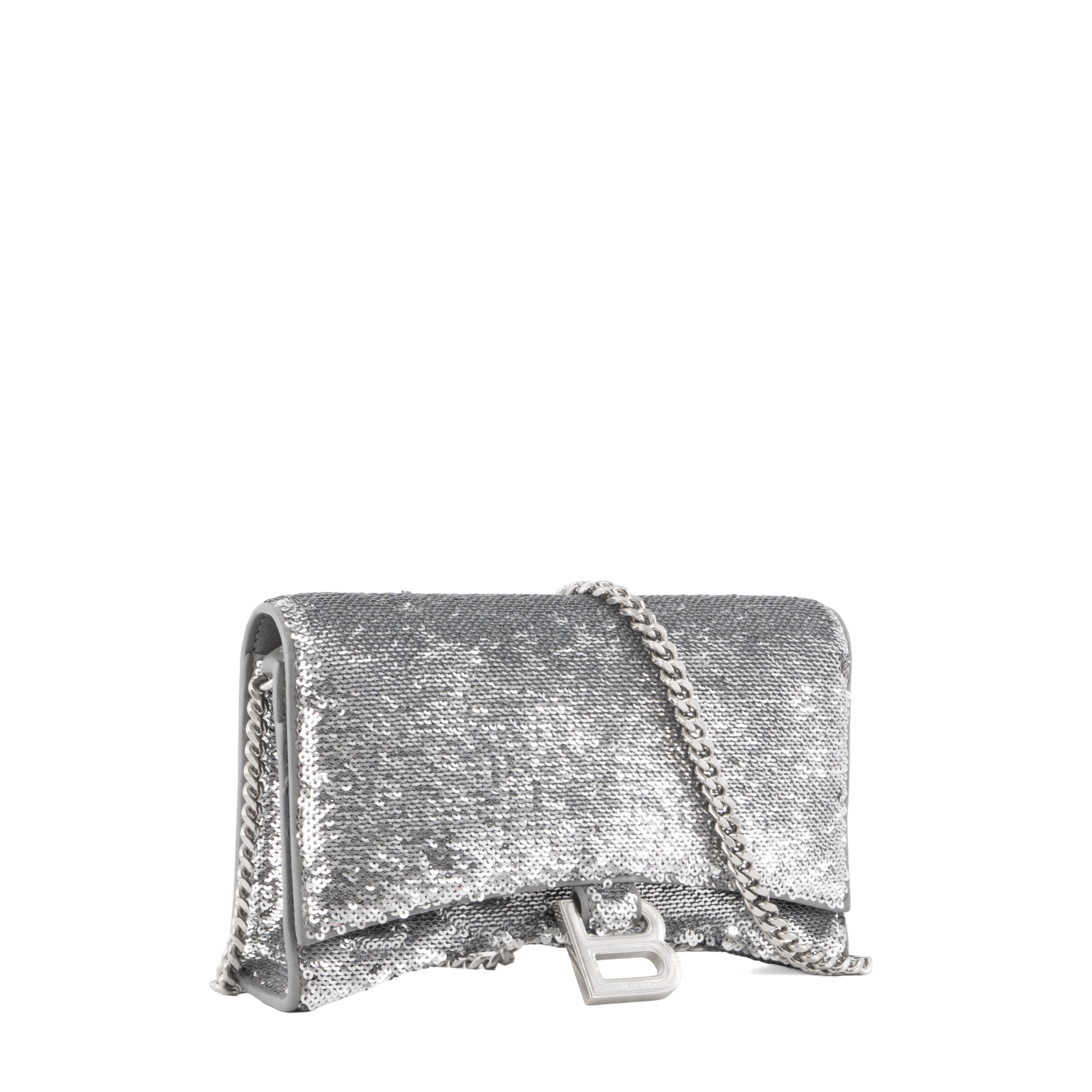 BALENCIAGA - Sac à bandoulière Hourglass Balenciaga à sequins argentés