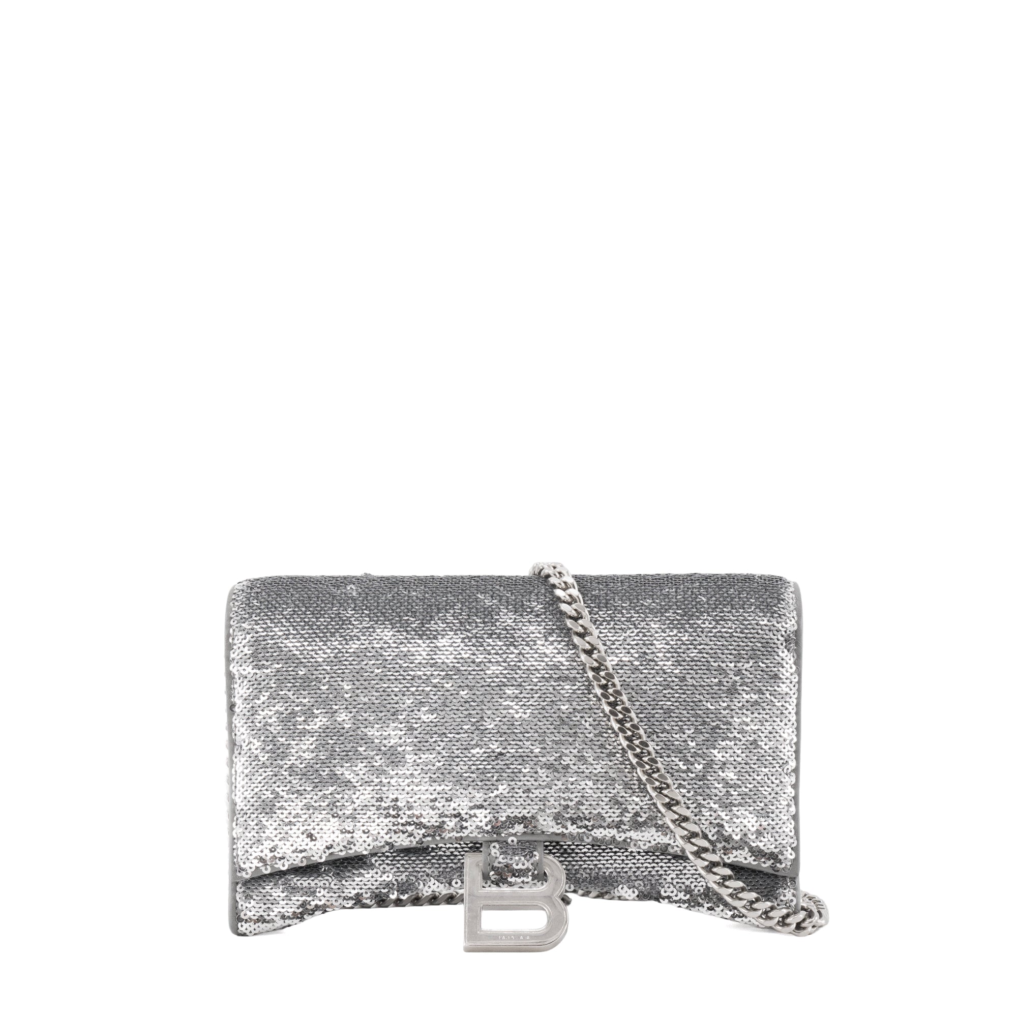 BALENCIAGA - Sac à bandoulière Hourglass Balenciaga à sequins argentés