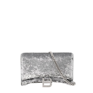 BALENCIAGA - Sac à bandoulière Hourglass Balenciaga à sequins argentés