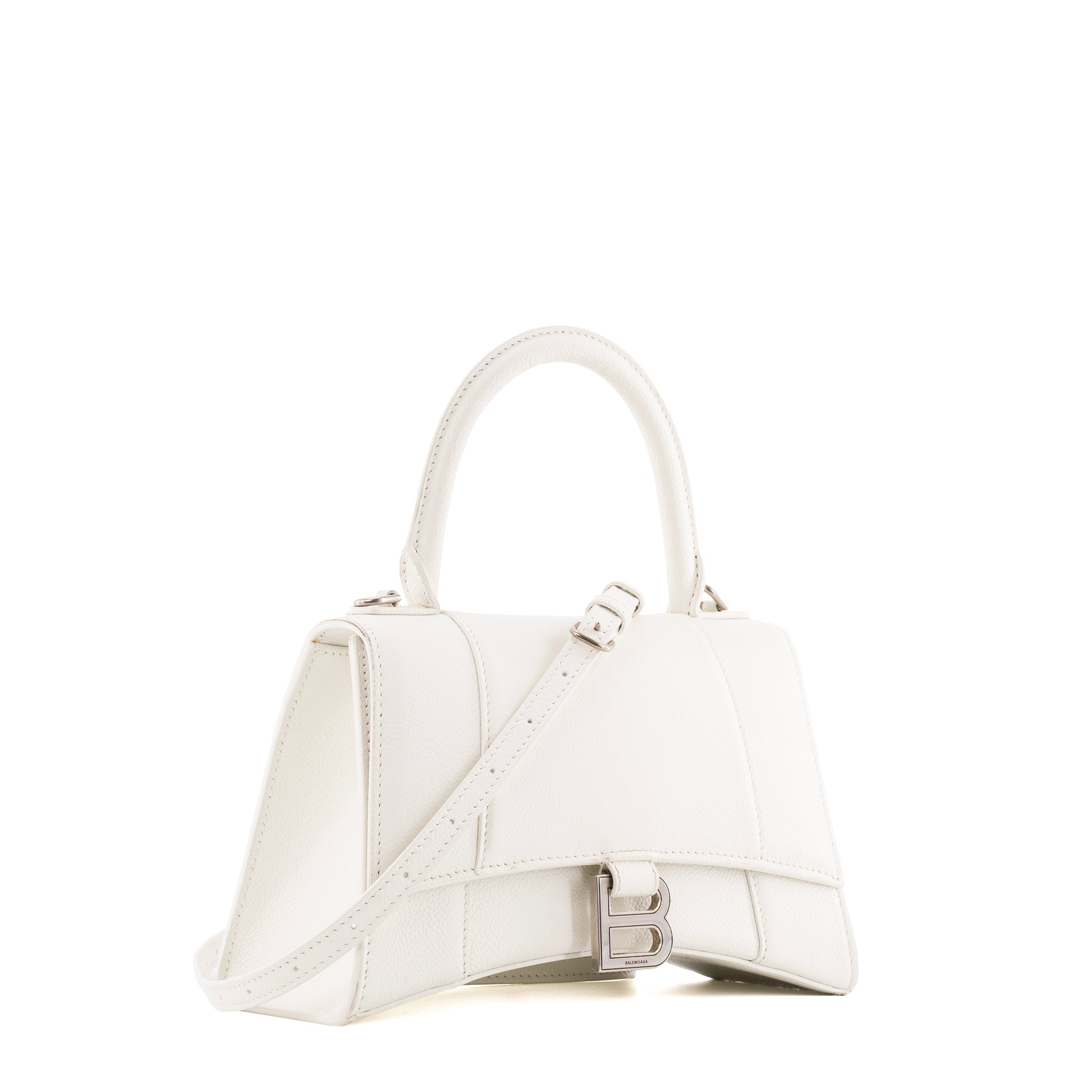 BALENCIAGA - Sac à bandoulière Hourglass Balenciaga en cuir grainé blanc