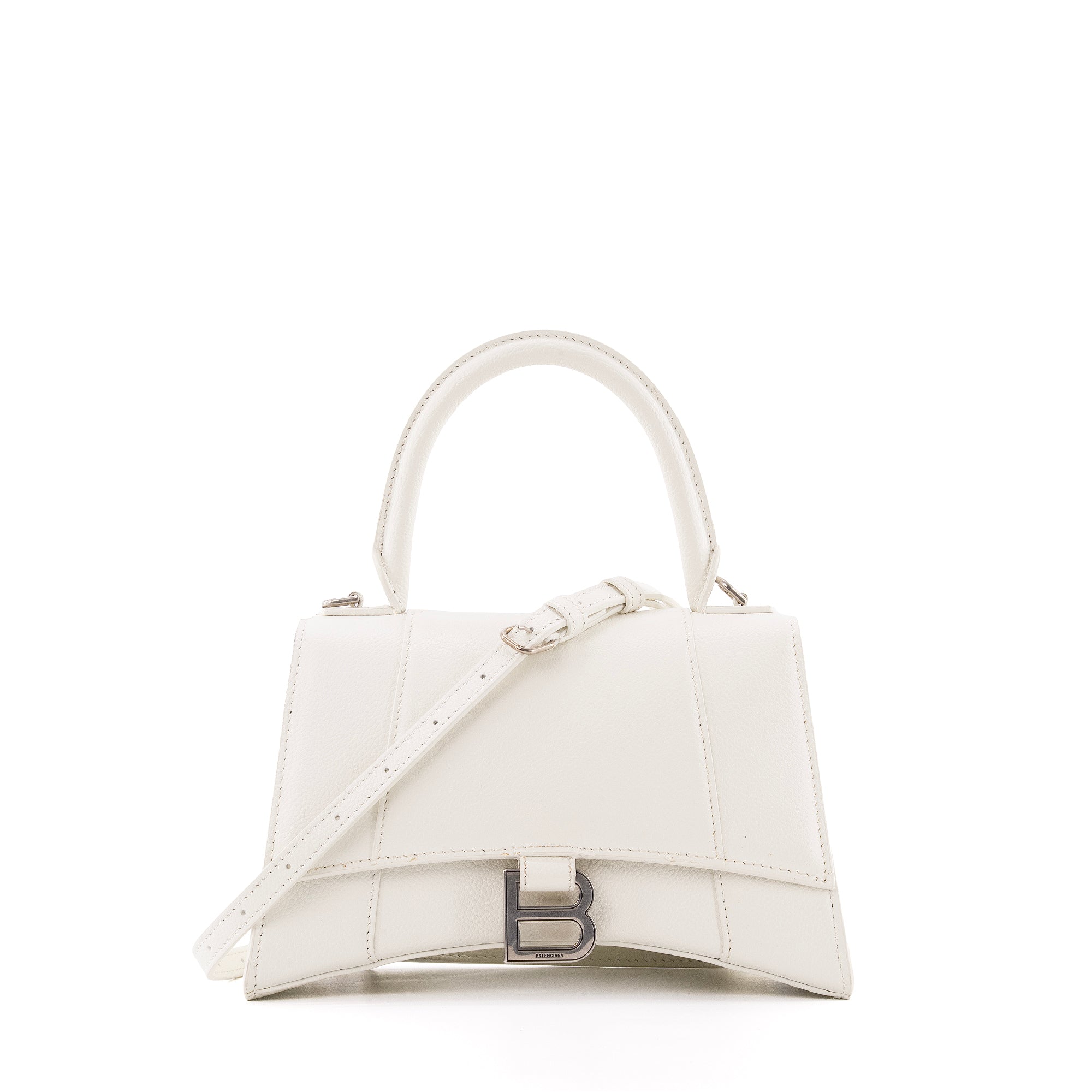 BALENCIAGA - Sac à bandoulière Hourglass Balenciaga en cuir grainé blanc